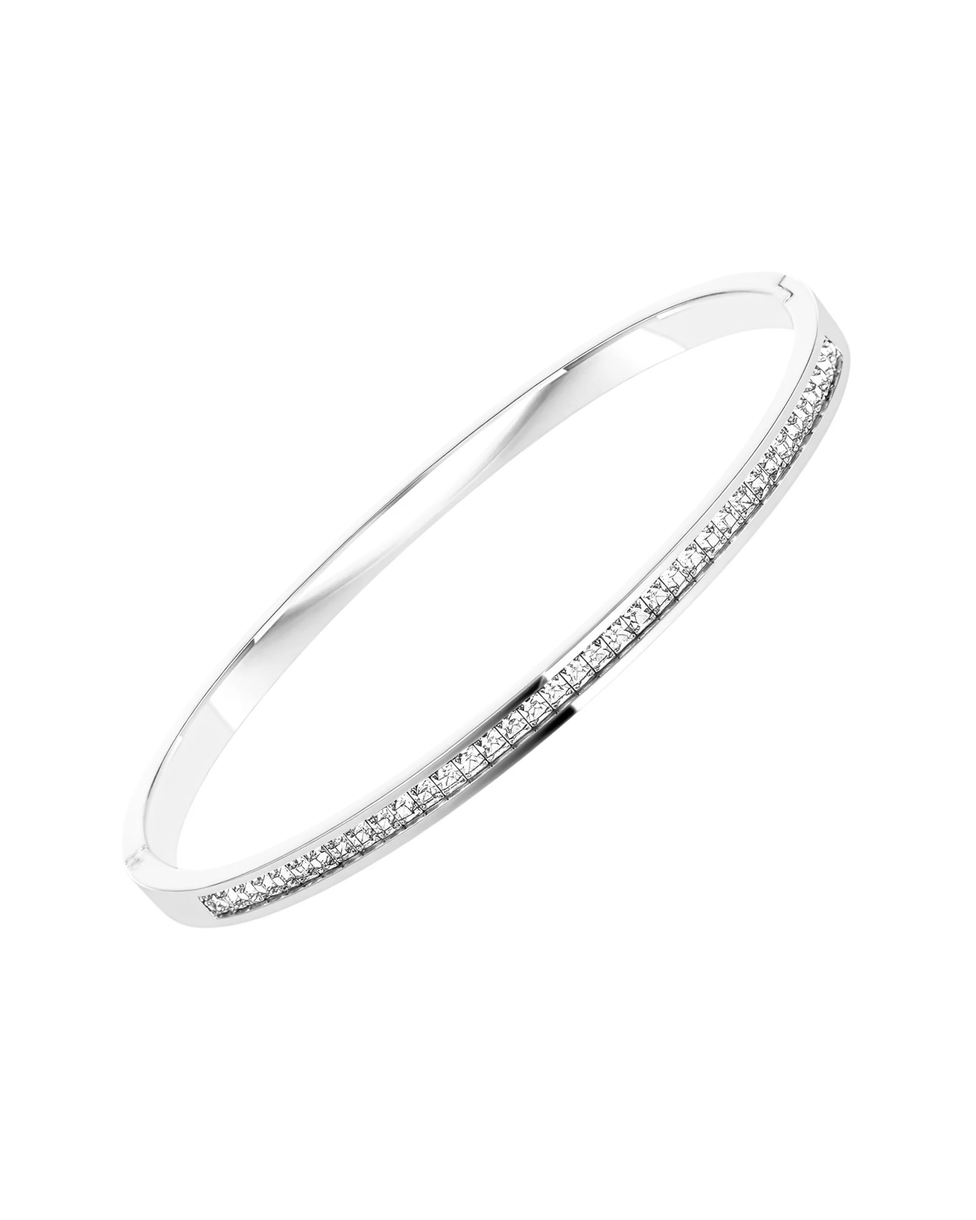 BRACELET RIGIDE EN ACIER LIGNE DE STRASS