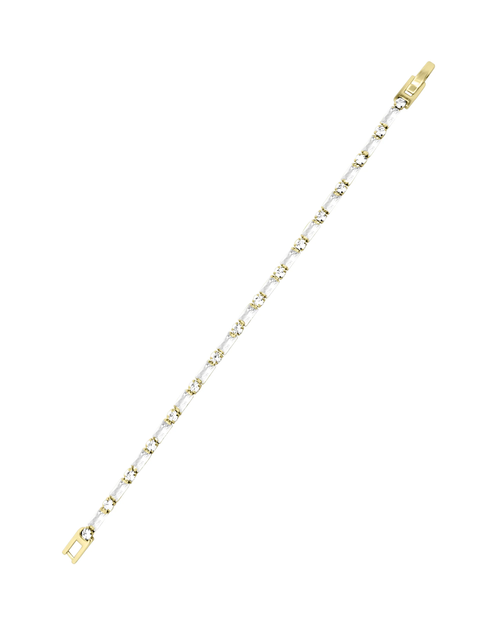 BRACELET RIVIERE EN ACIER DORE ZIRCONIUM BLANC - Image 3