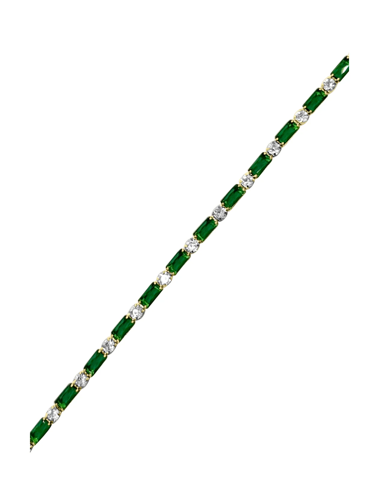 BRACELET RIVIERE EN ACIER DORE ZIRCONIUM EMERAUDE