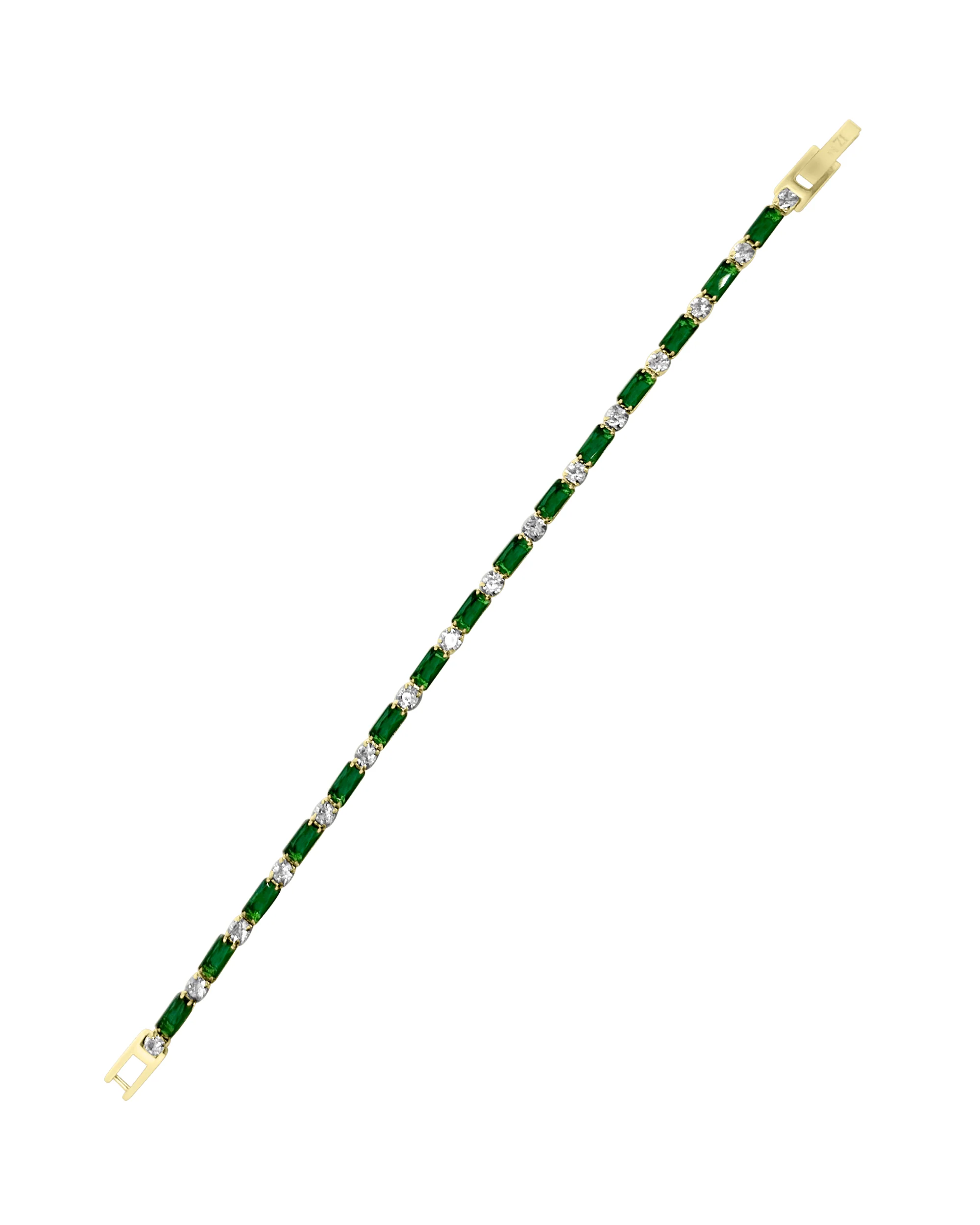 BRACELET RIVIERE EN ACIER DORE ZIRCONIUM EMERAUDE - Image 3