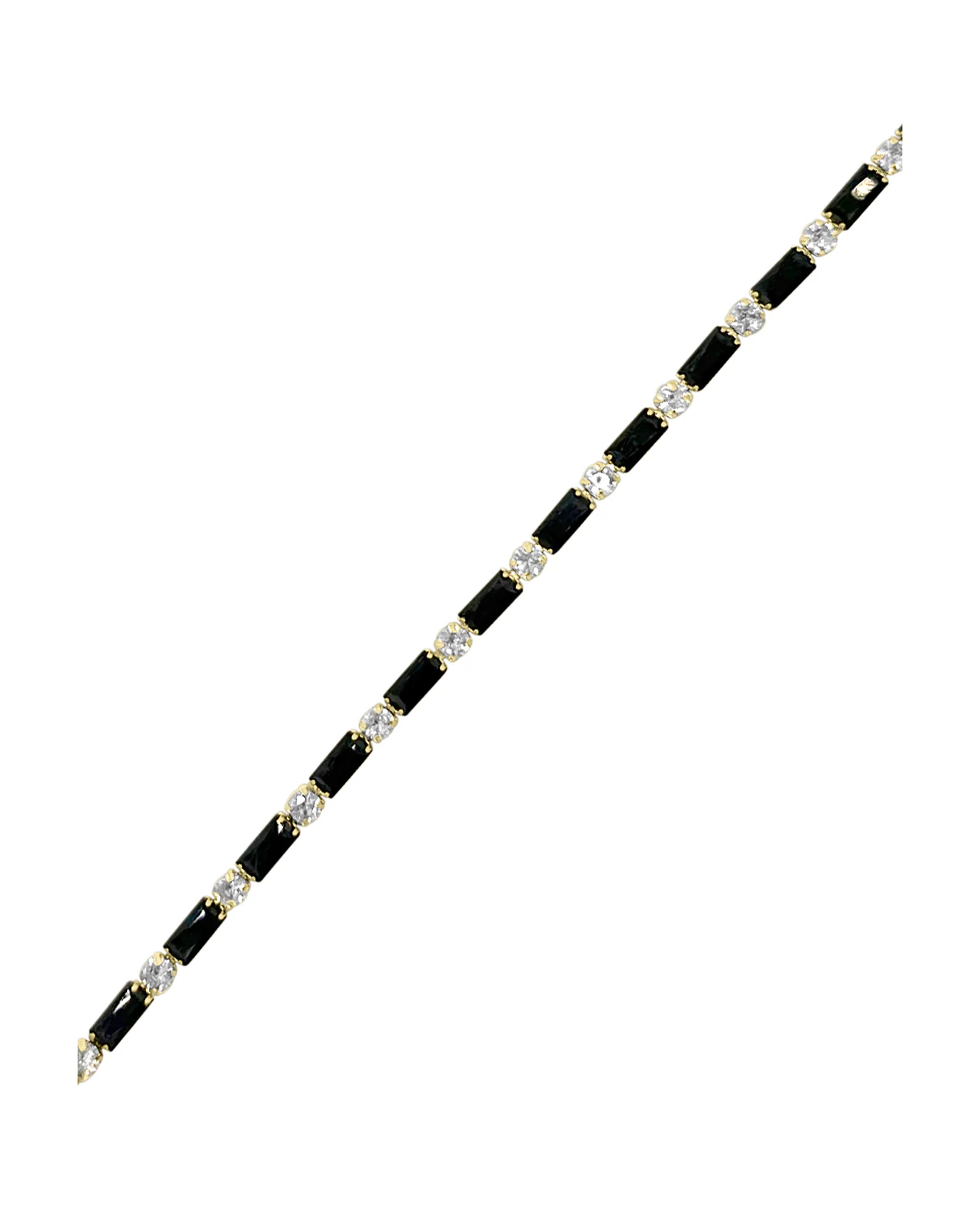 BRACELET RIVIERE EN ACIER DORE ZIRCONIUM ONYX ET BLANC
