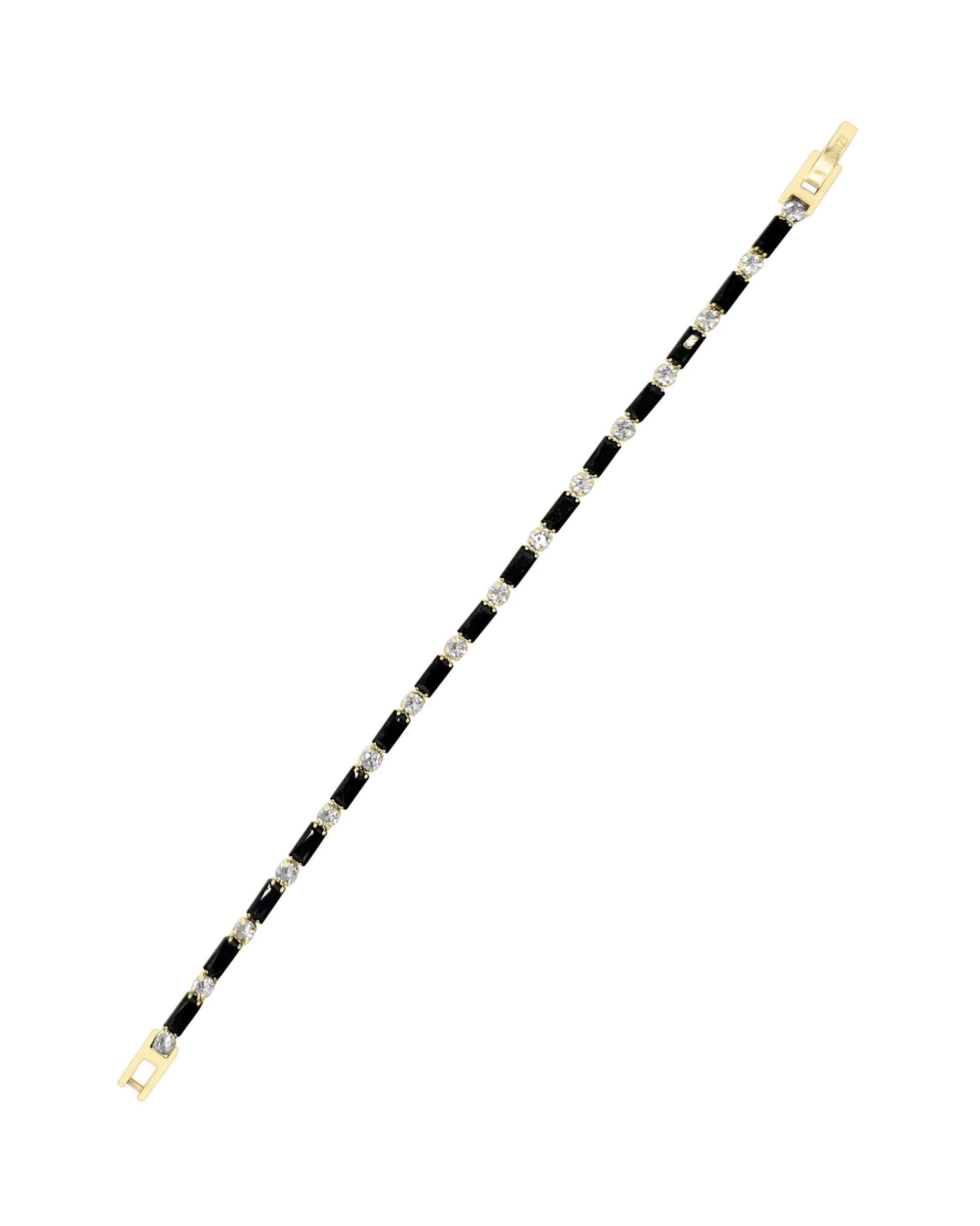 BRACELET RIVIERE EN ACIER DORE ZIRCONIUM ONYX ET BLANC - Image 3