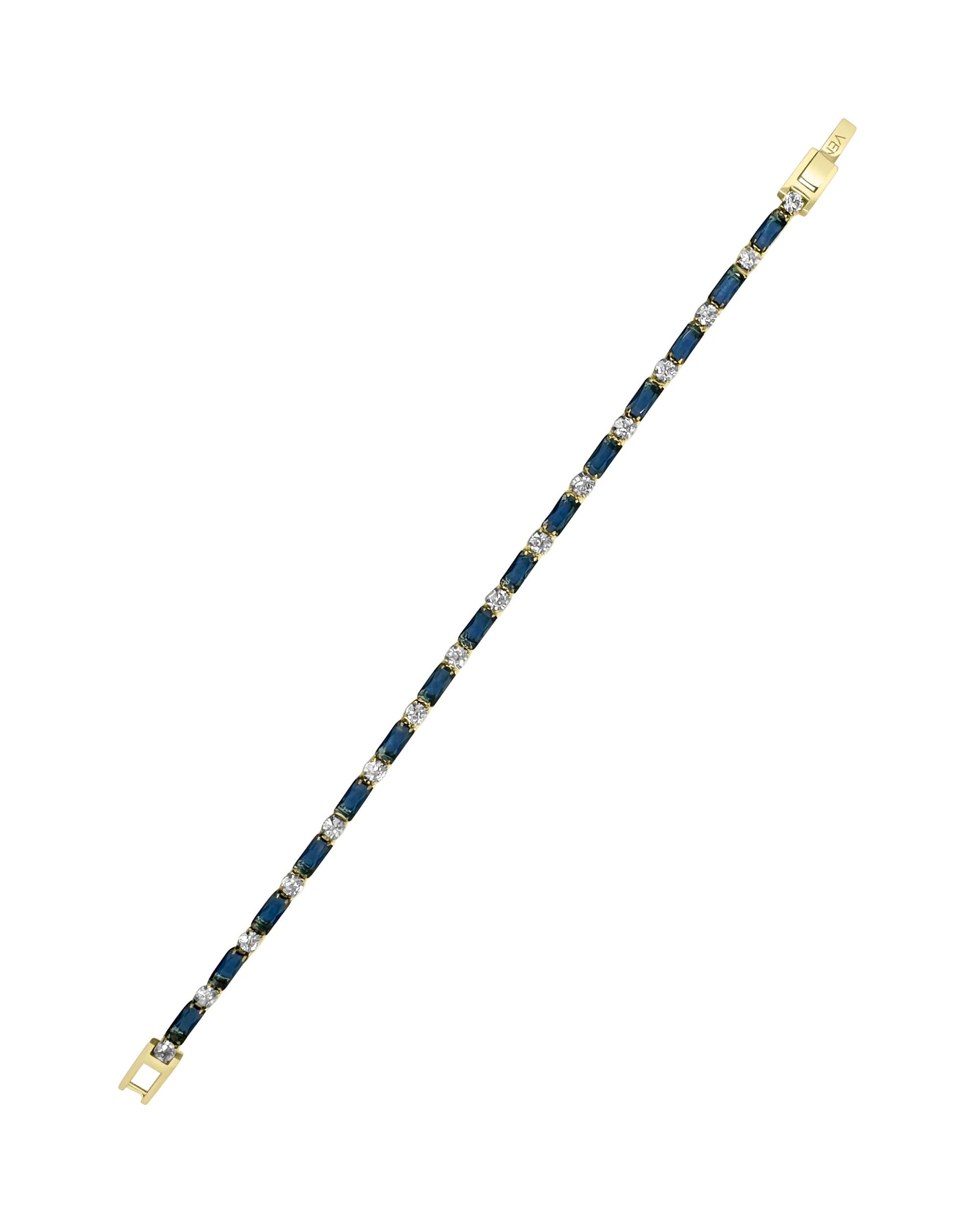 BRACELET RIVIERE EN ACIER DORE ZIRCONIUM SAPHIR - Image 3