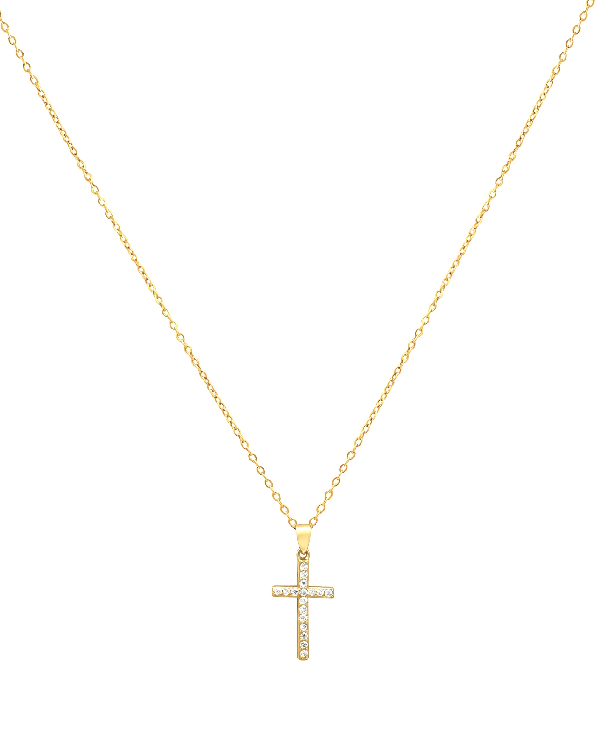 COLLIER EN ARGENT DORE PENDENTIF CROIX AVEC ZIRCONIUM - Image 3