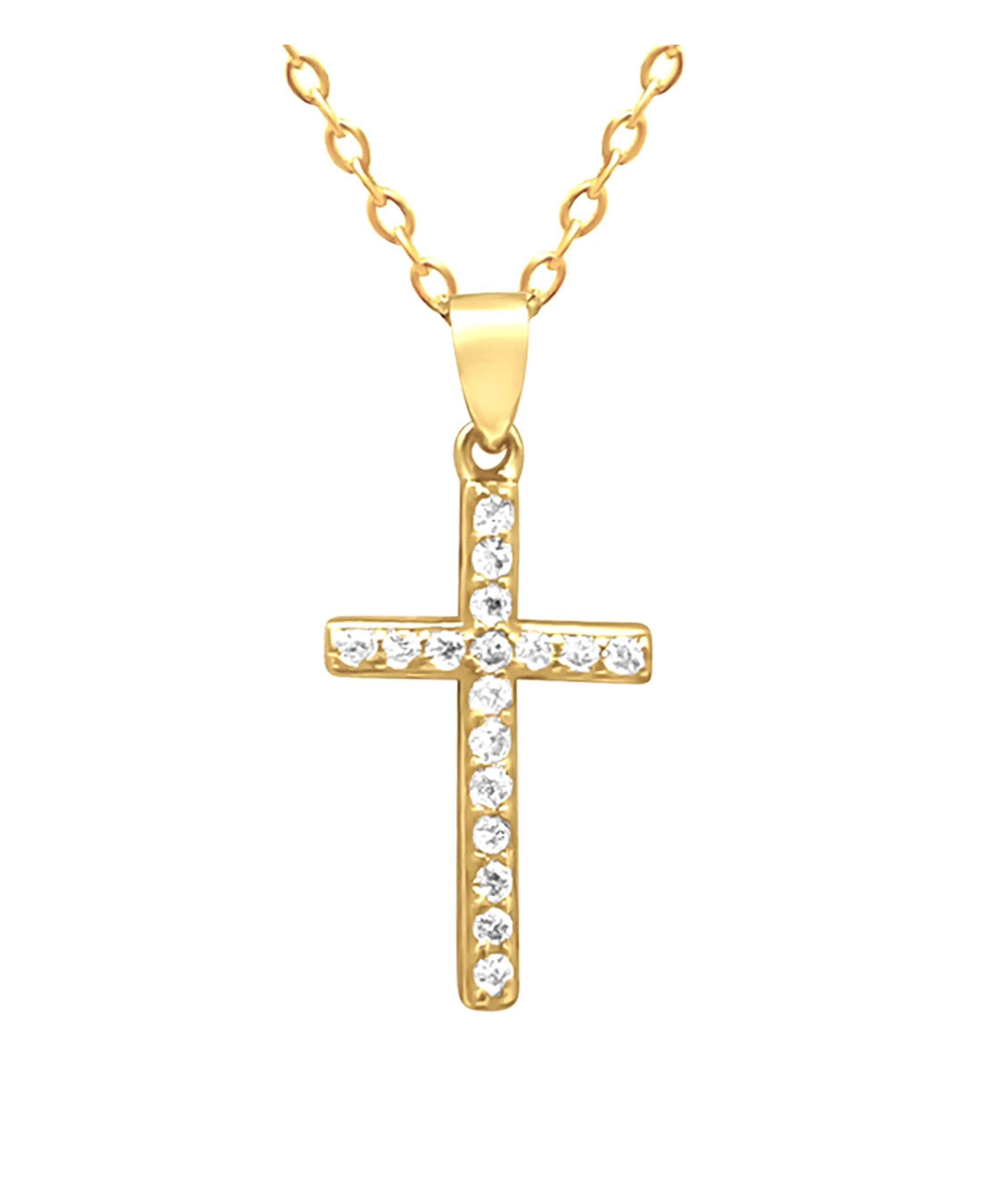 COLLIER EN ARGENT DORE PENDENTIF CROIX AVEC ZIRCONIUM - Image 4