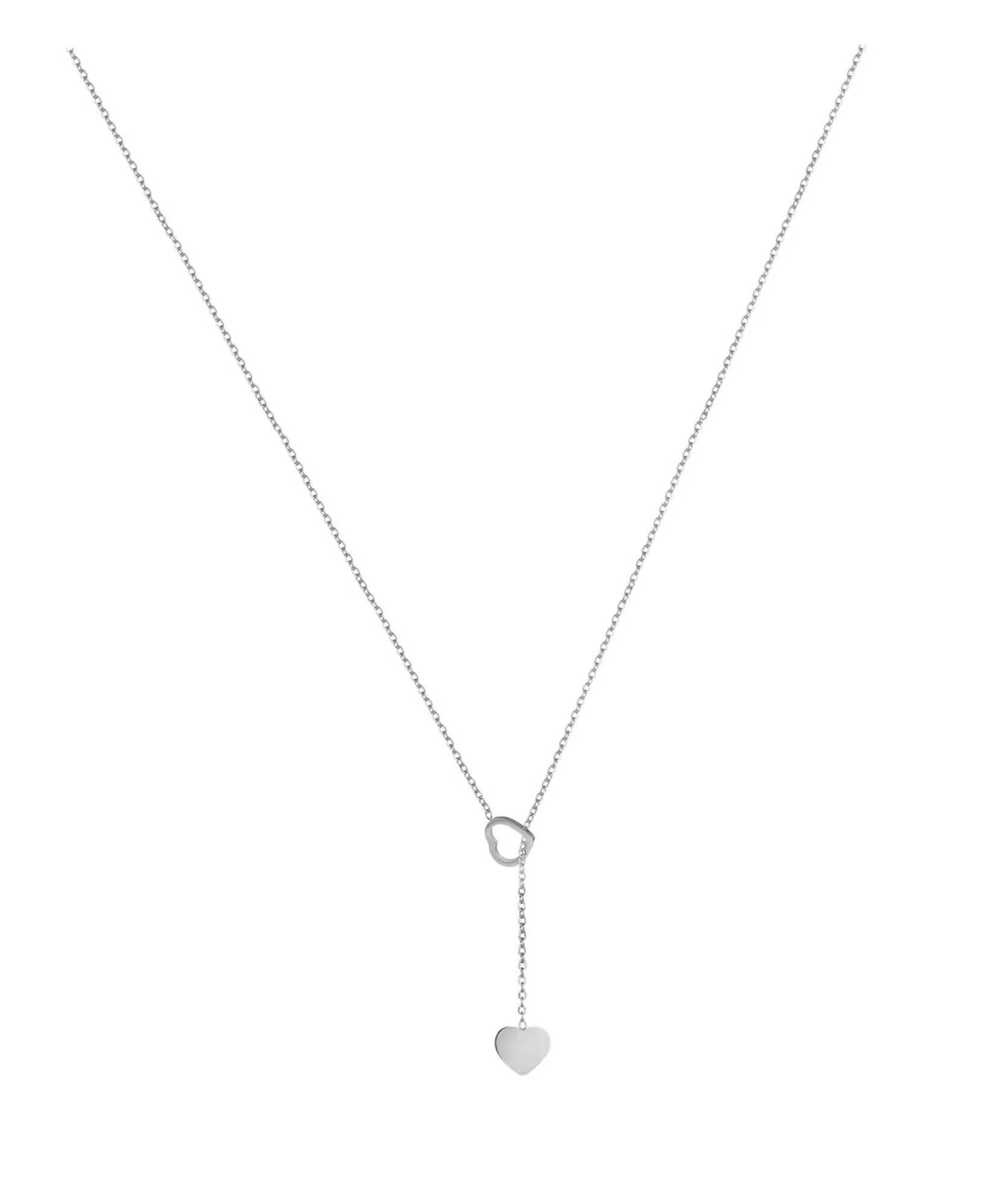 COLLIER EN ACIER 2 COEURS PENDANTS - Image 3