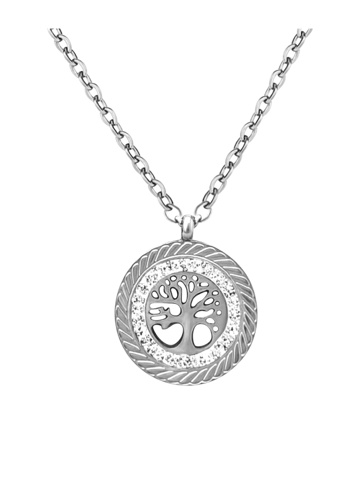 COLLIER EN ACIER ARBRE DE VIE ET STRASS - Image 4