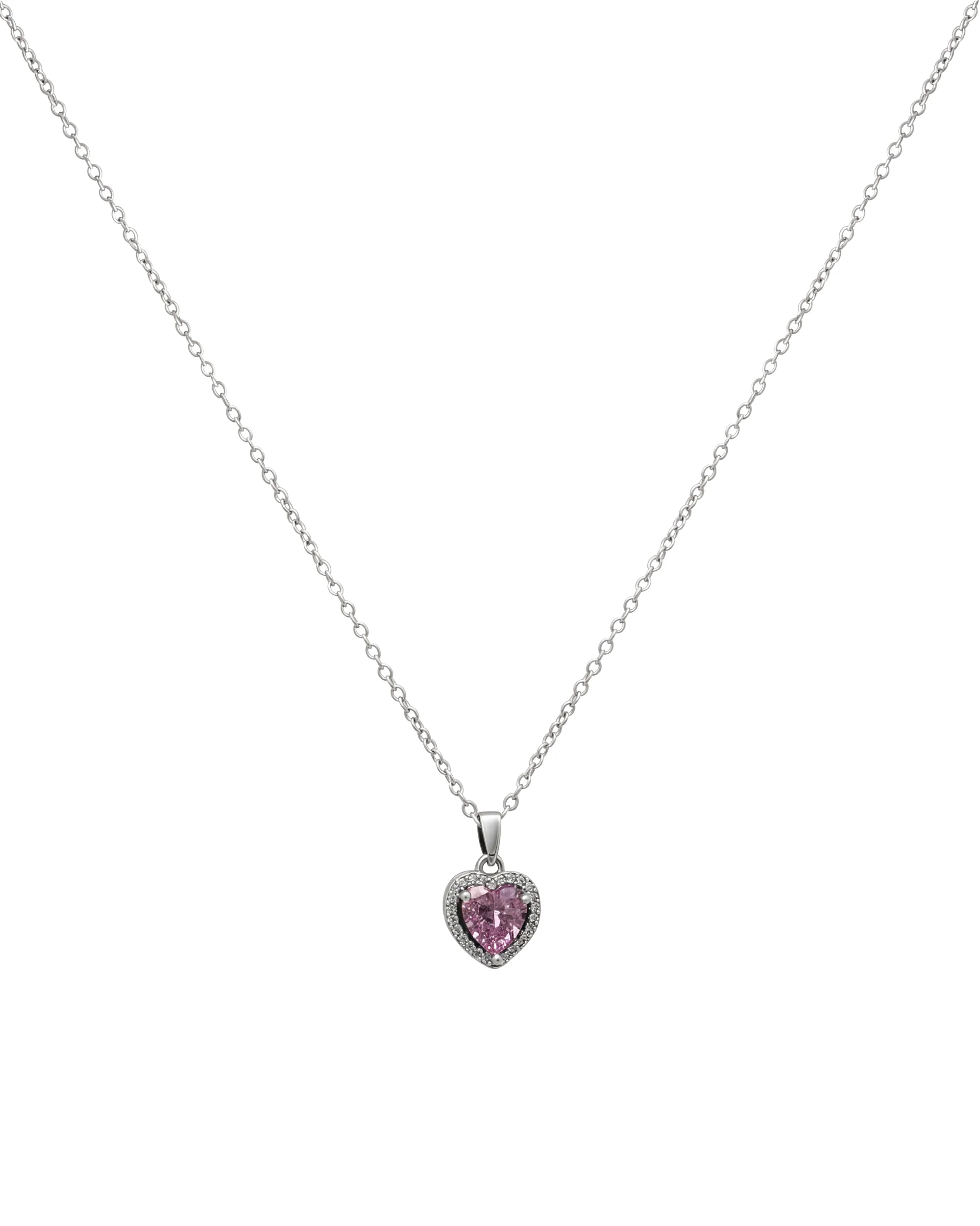 COLLIER EN ACIER AVEC COEUR ROSE ET ZIRCONIUM - Image 3
