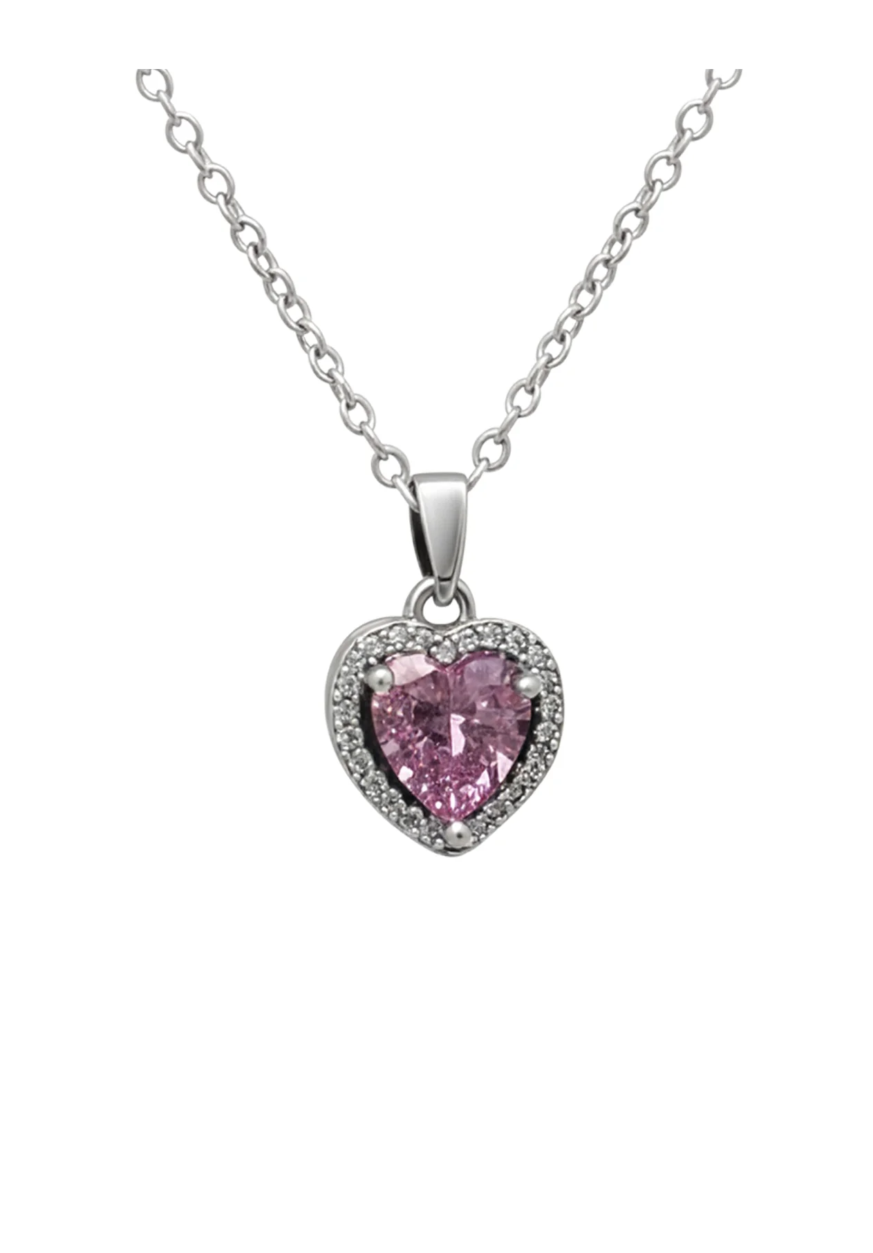 COLLIER EN ACIER AVEC COEUR ROSE ET ZIRCONIUM - Image 4