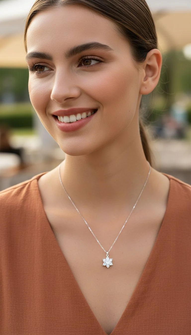 COLLIER EN ACIER PENDENTIF ETOILE AVEC ZIRCONIUM - Image 2