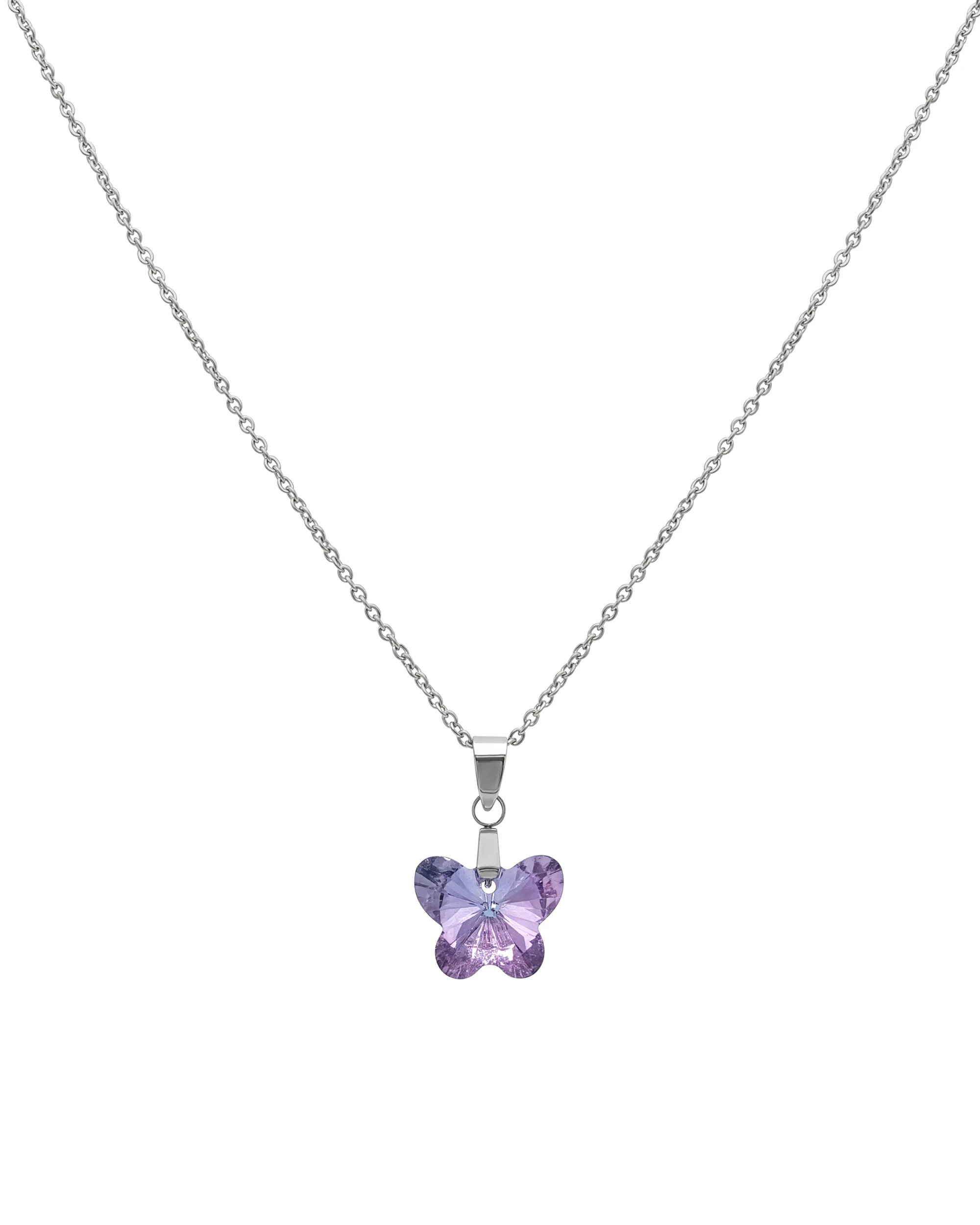 COLLIER EN ACIER AVEC PENDENTIF STRASS PAPILLON - Image 3