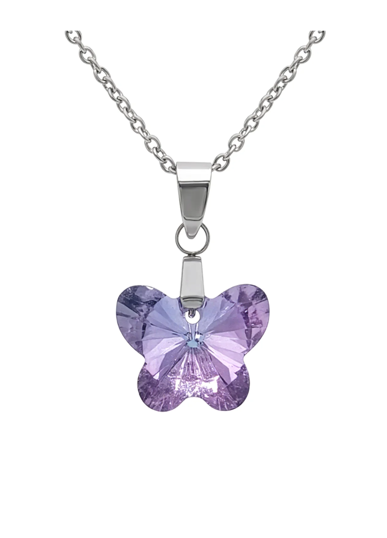COLLIER EN ACIER AVEC PENDENTIF STRASS PAPILLON - Image 4