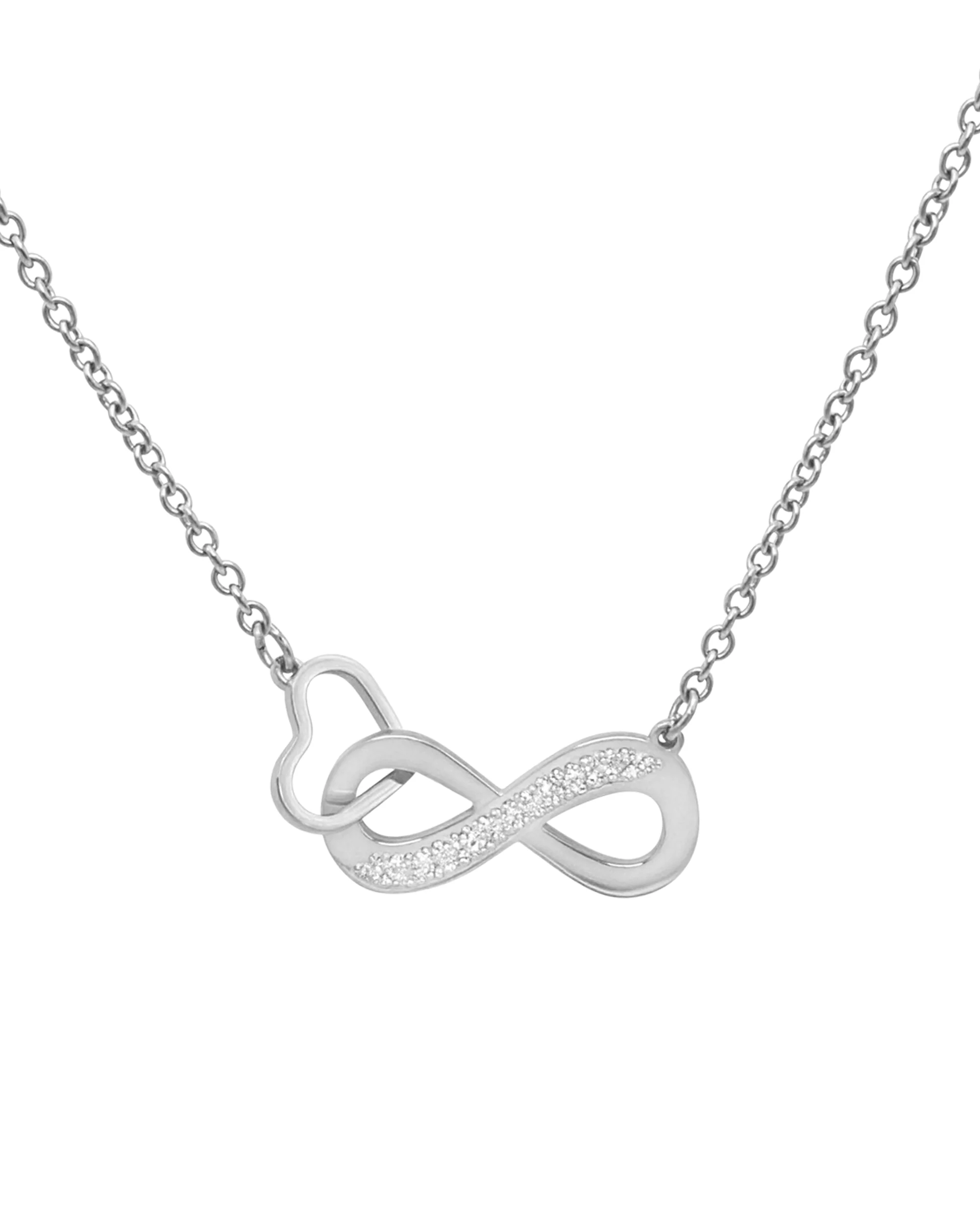 COLLIER EN ACIER COEUR ET INFINI AVEC STRASS