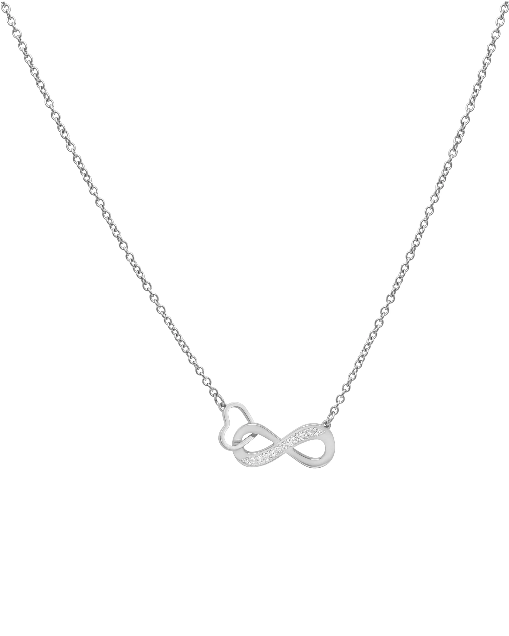 COLLIER EN ACIER COEUR ET INFINI AVEC STRASS - Image 3