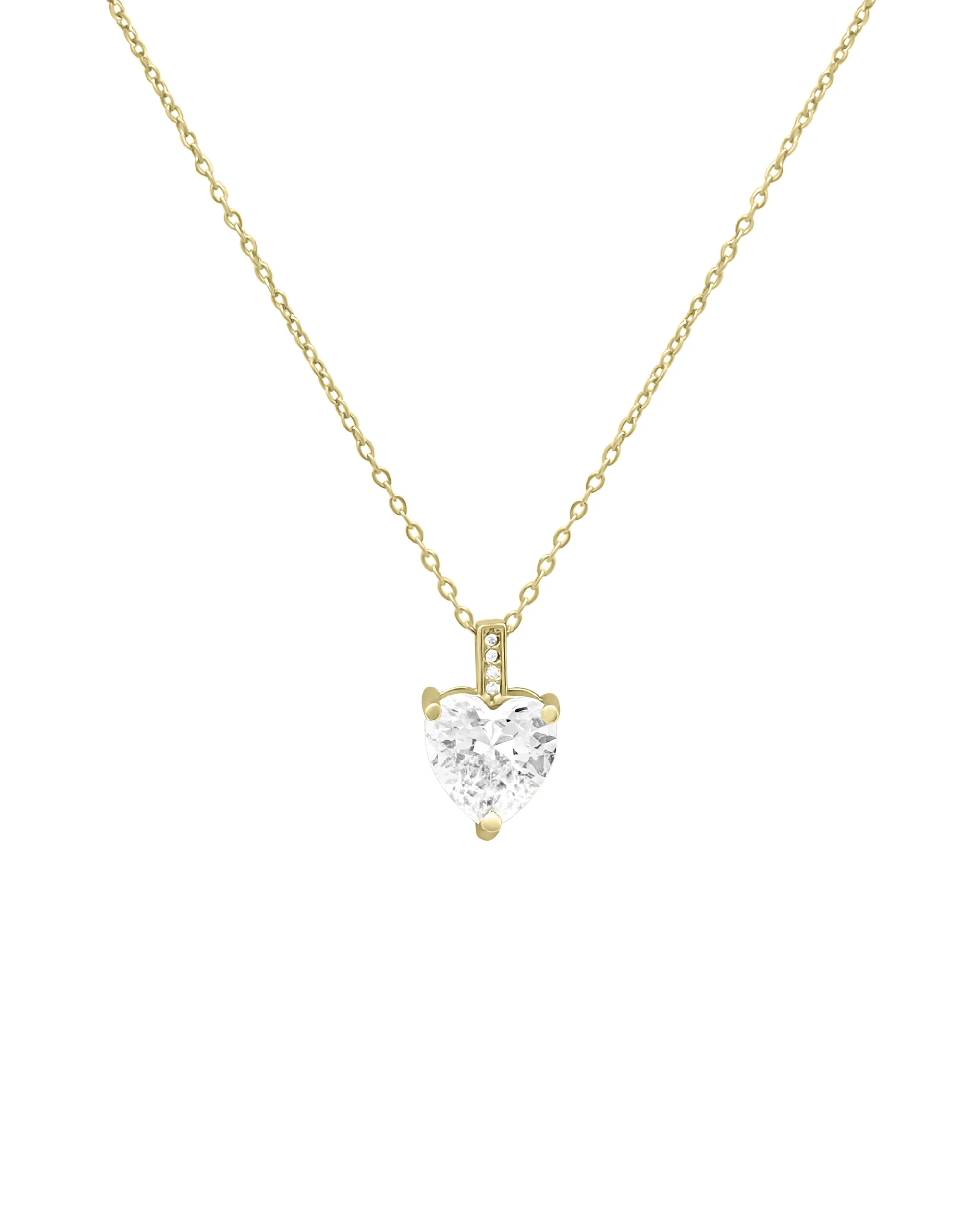 COLLIER EN ACIER DORE AVEC COEUR ZIRCONIUM