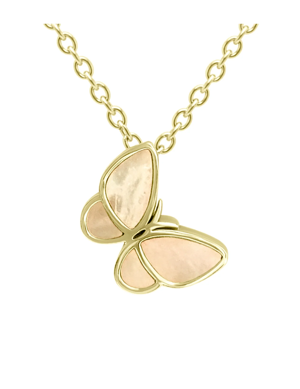 COLLIER EN ACIER DORE AVEC PAPILLON NACRE - Image 4