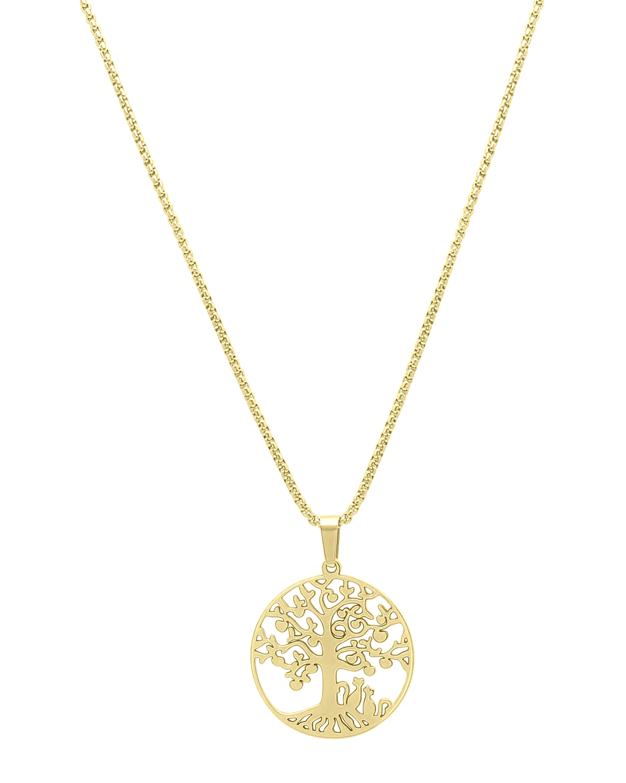 COLLIER EN ACIER DORE AVEC PENDENTIF ARBRE DE VIE - Image 3