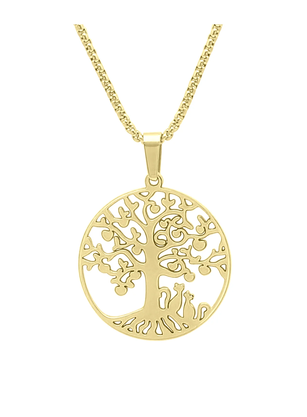 COLLIER EN ACIER DORE AVEC PENDENTIF ARBRE DE VIE - Image 4