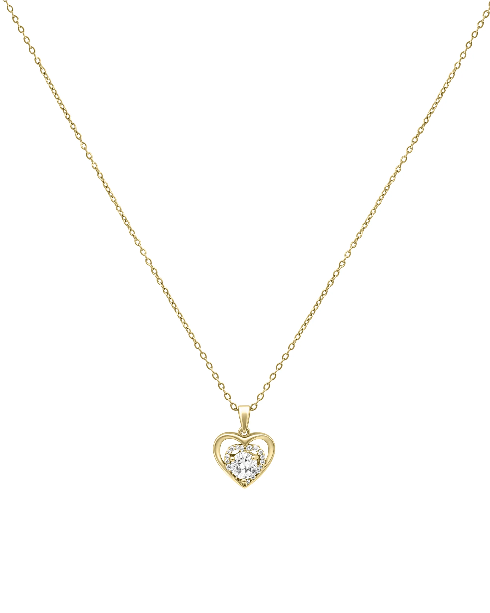 COLLIER EN ACIER DORE AVEC PENDENTIF COEUR ET ZIRCONIUM - Image 3