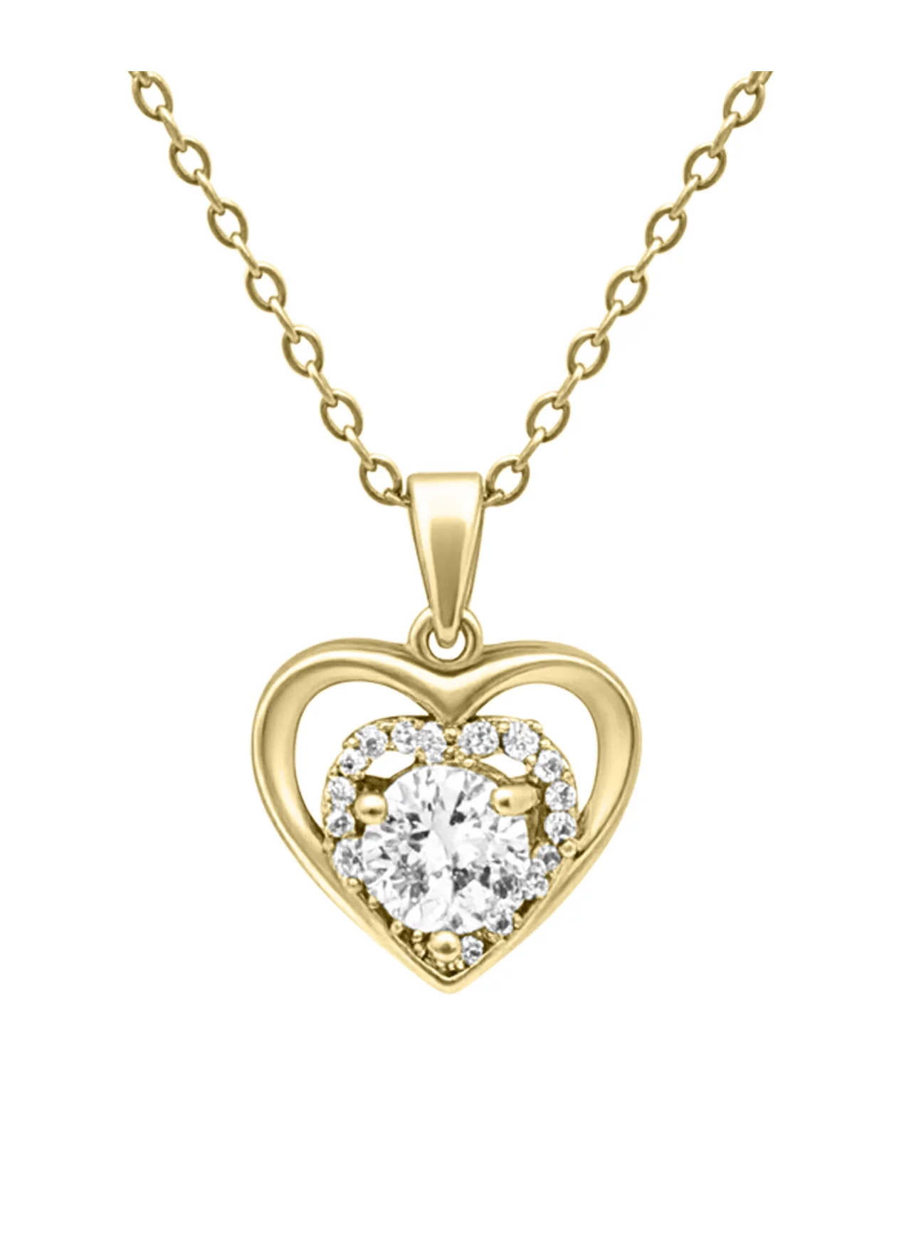 COLLIER EN ACIER DORE AVEC PENDENTIF COEUR ET ZIRCONIUM - Image 4