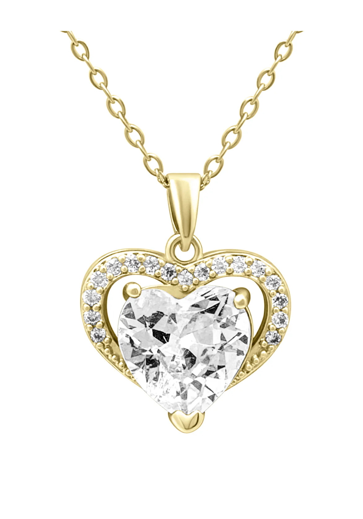COLLIER EN ACIER DORE AVEC PENDENTIF COEUR ET ZIRCONIUM - Image 4