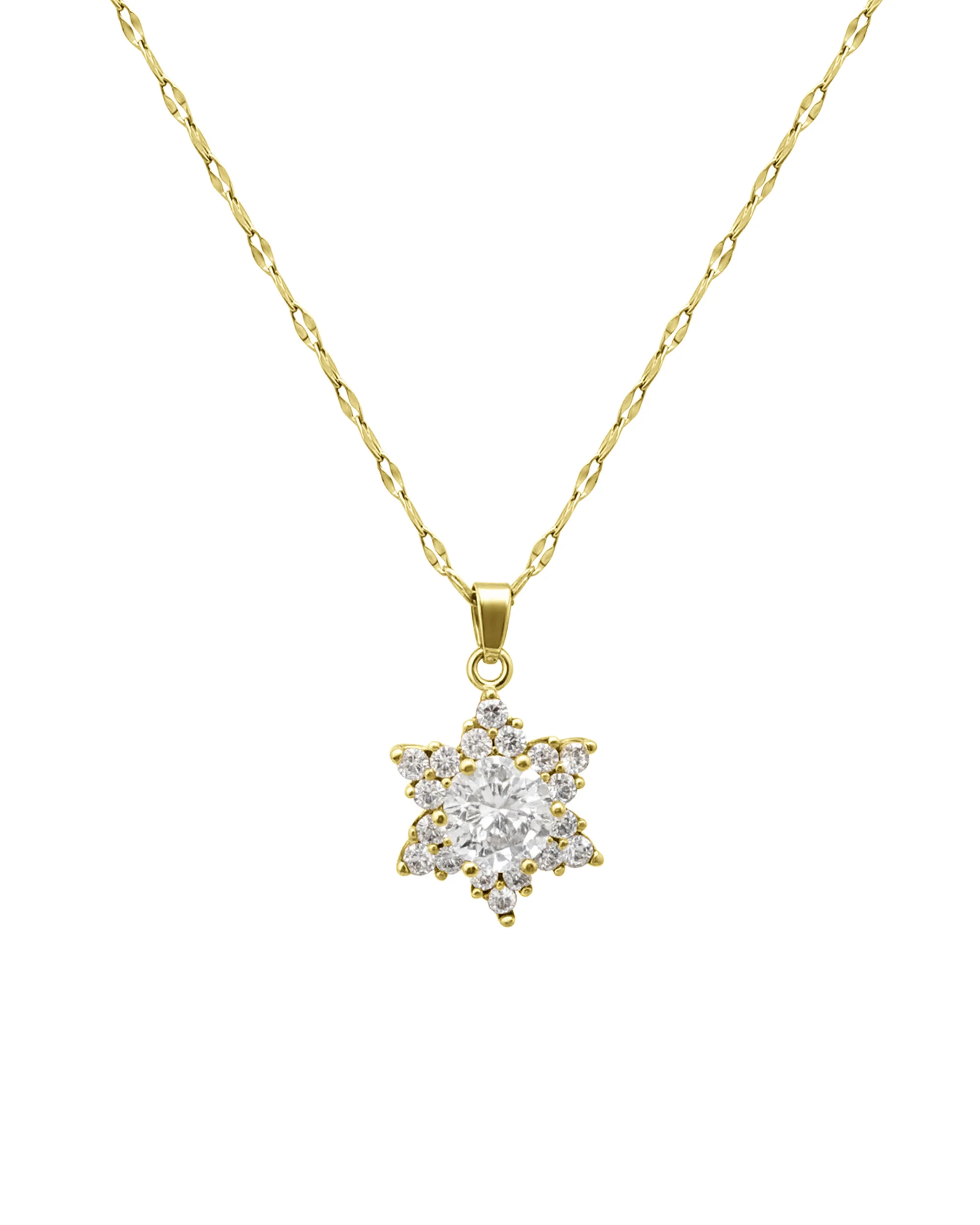 COLLIER EN ACIER DORE AVEC PENDENTIF ETOILE STRASS