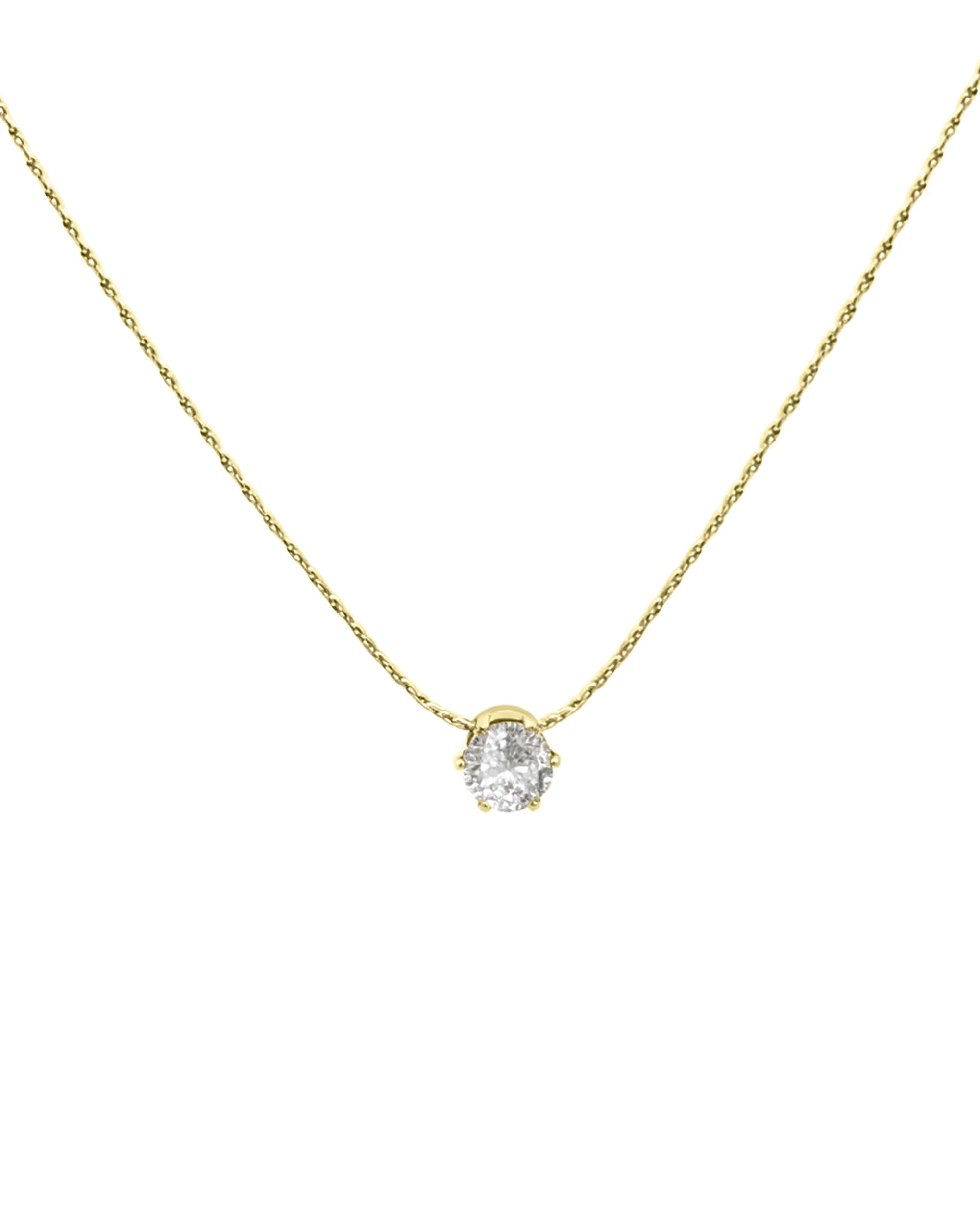COLLIER EN ACIER DORE AVEC PENDENTIF SOLITAIRE