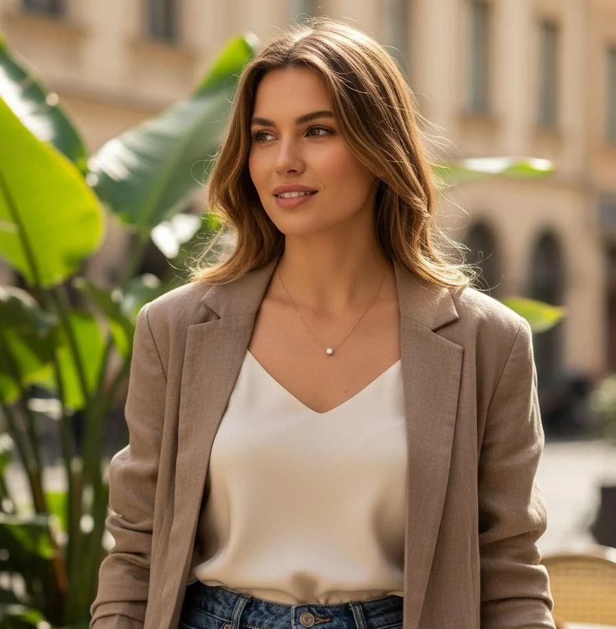 COLLIER EN ACIER DORE AVEC PENDENTIF SOLITAIRE - Image 2