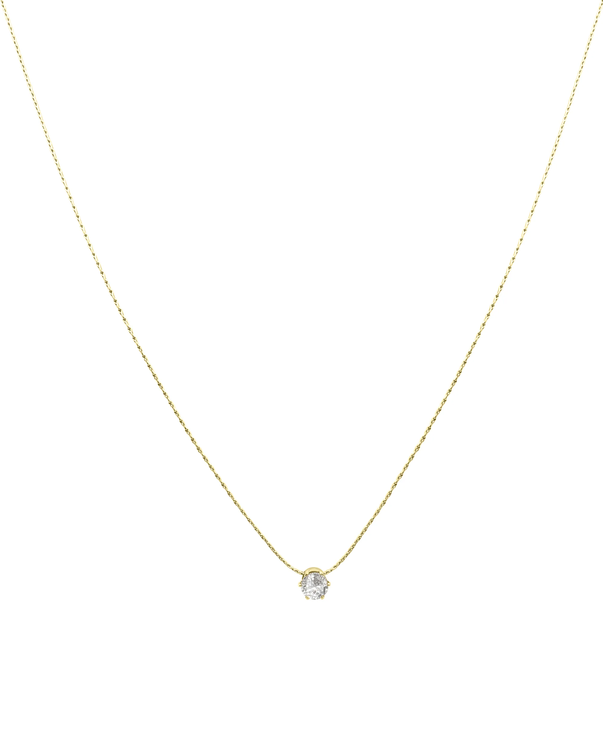 COLLIER EN ACIER DORE AVEC PENDENTIF SOLITAIRE - Image 3