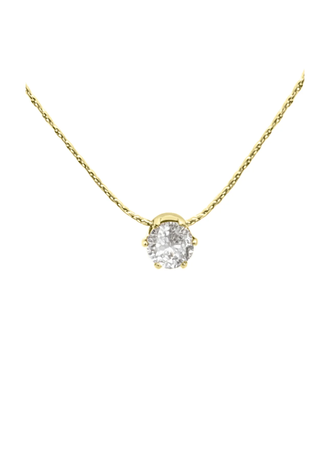 COLLIER EN ACIER DORE AVEC PENDENTIF SOLITAIRE - Image 4