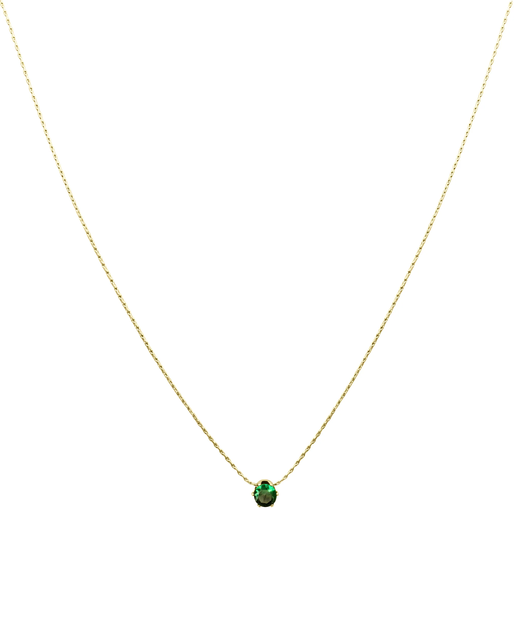COLLIER EN ACIER DORE AVEC PENDENTIF SOLITAIRE EMERAUDE - Image 3