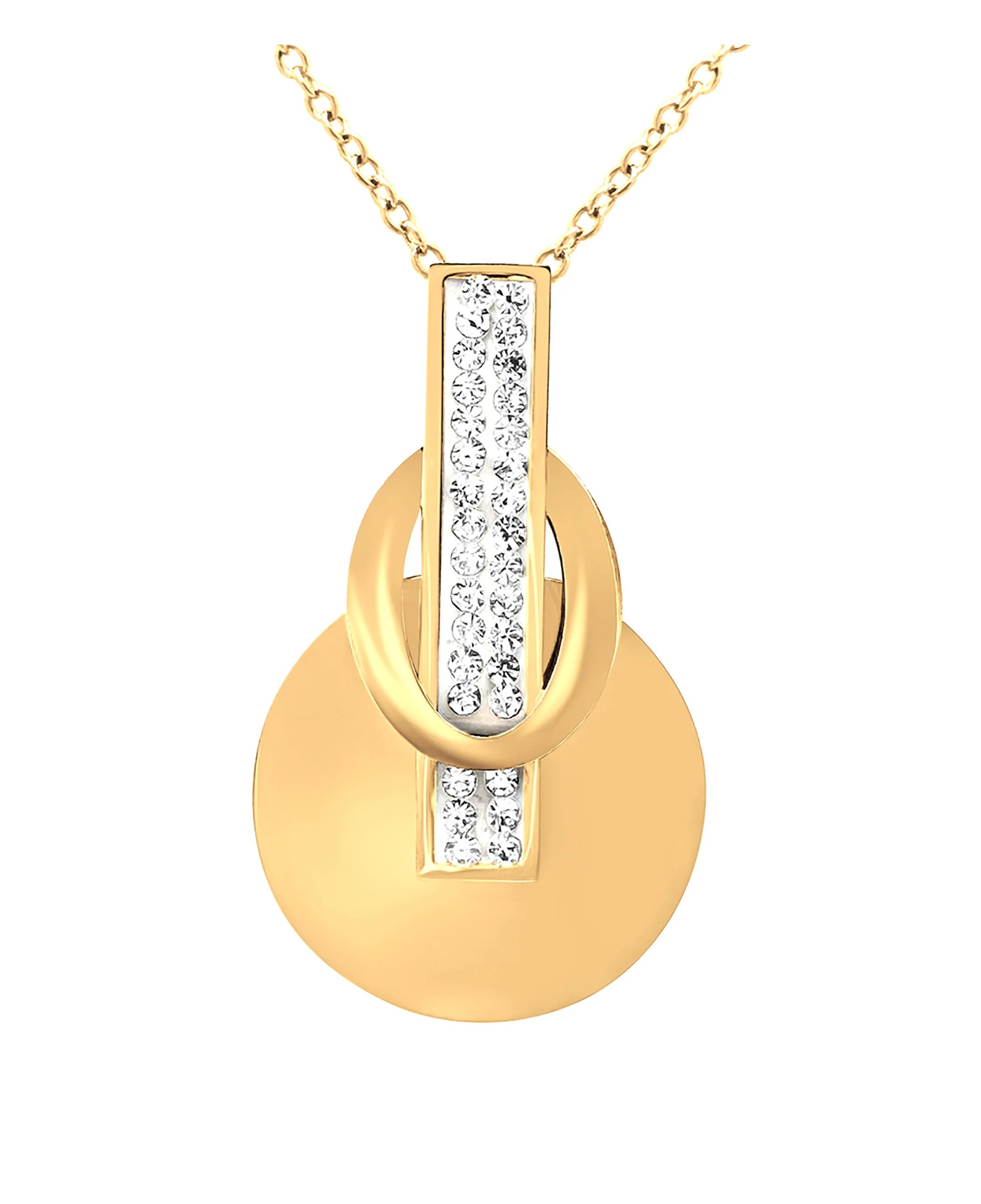 COLLIER EN ACIER DORE BARRE STRASS ET ROND - Image 4