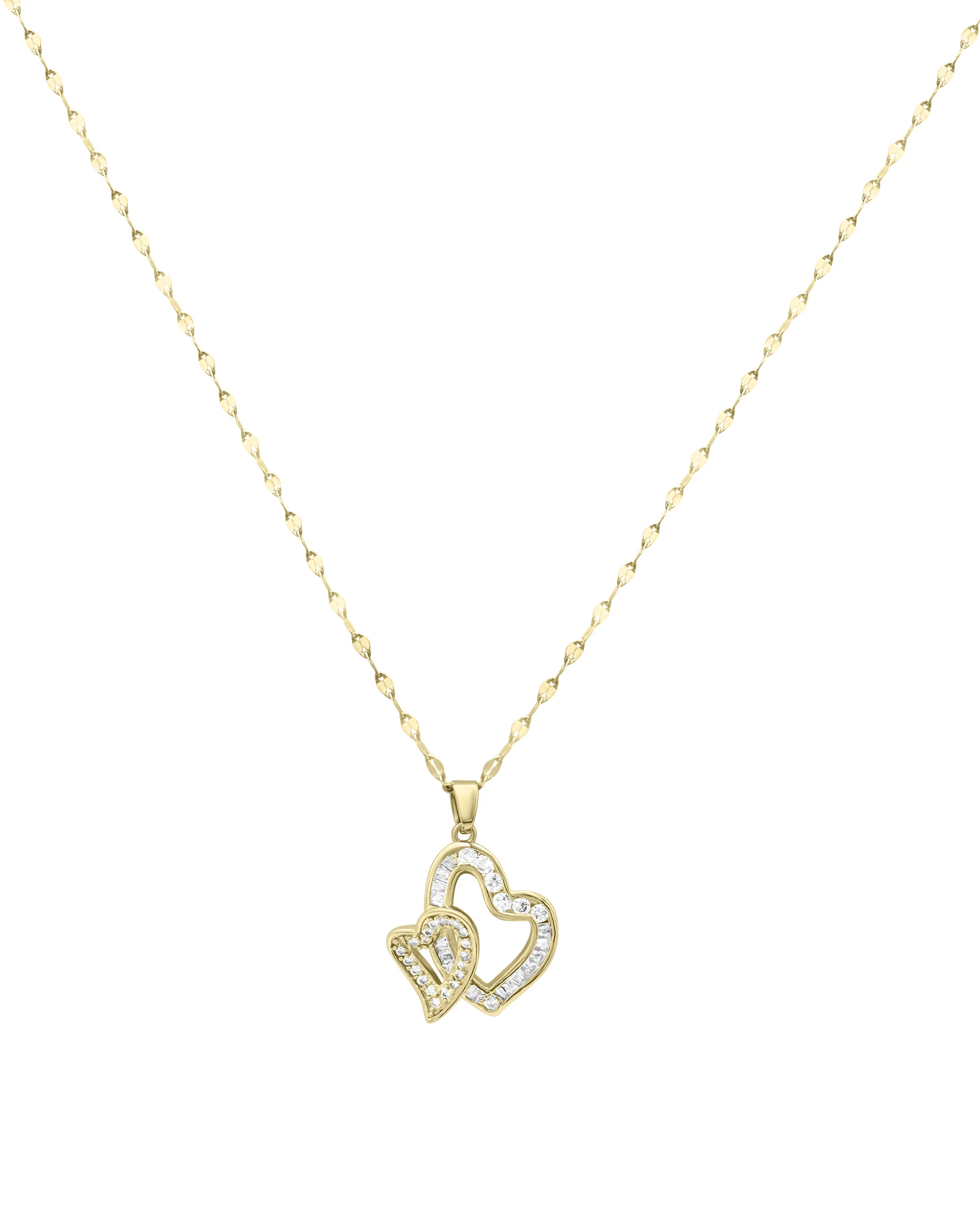 COLLIER EN ACIER DORE DOUBLE COEUR AVEC ZIRCONIUM - Image 3