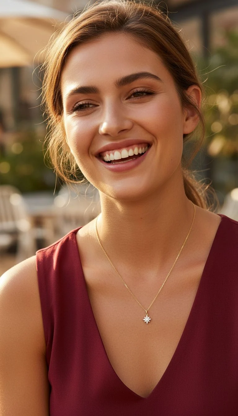 COLLIER EN PLAQUE OR ETOILE AVEC ZIRCONIUM - Image 2