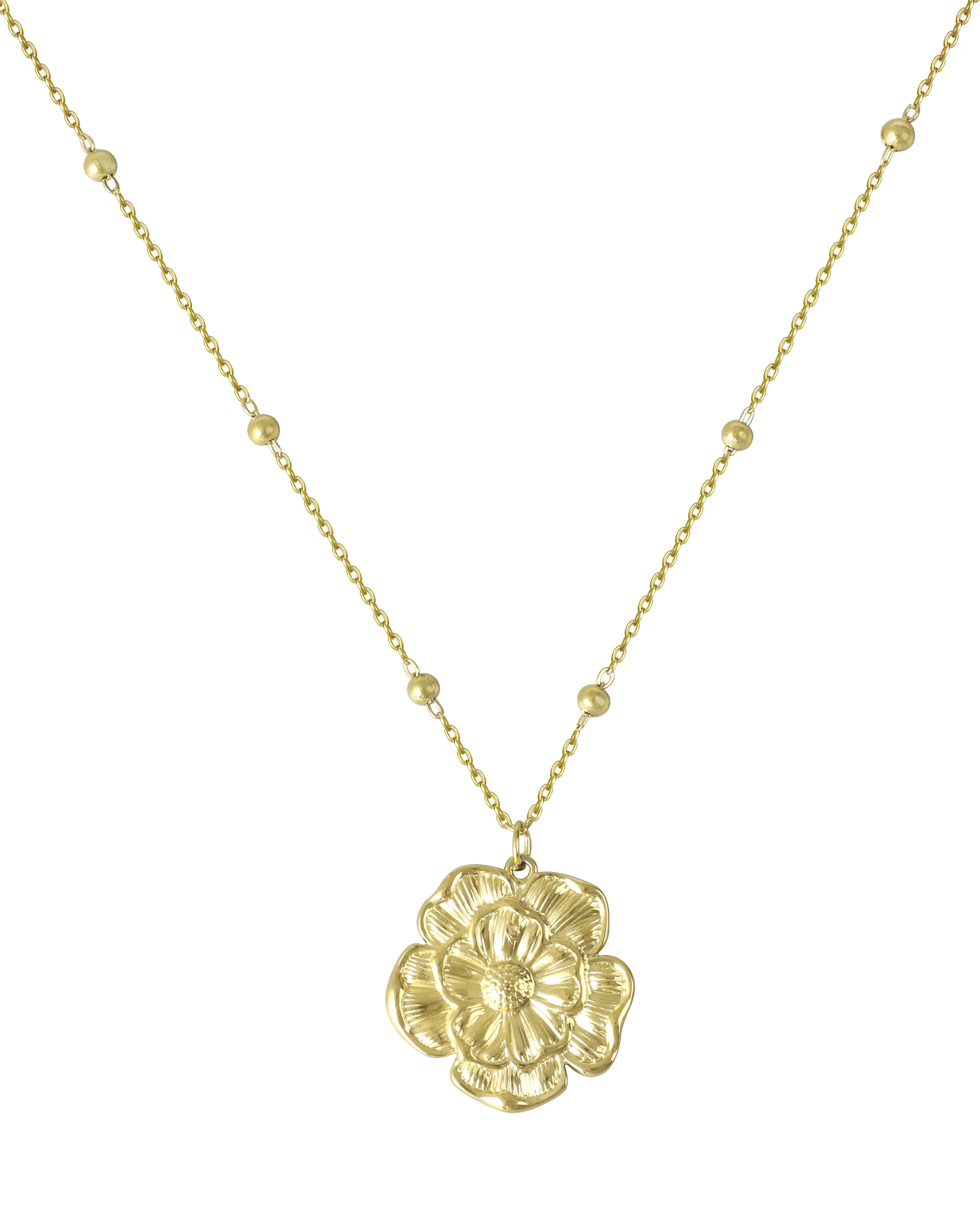 COLLIER EN ACIER DORE FLEUR - Image 3