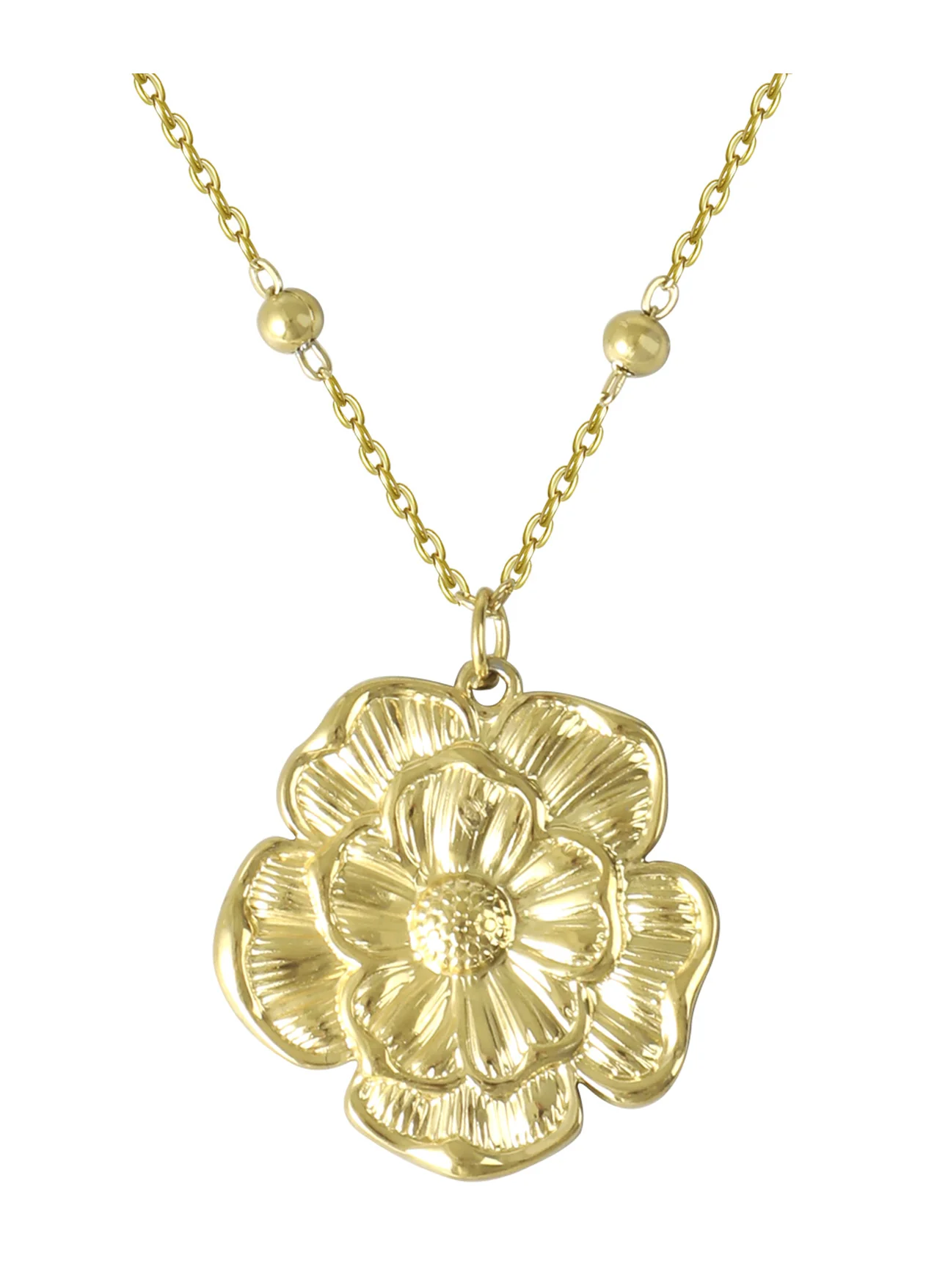 COLLIER EN ACIER DORE FLEUR - Image 4