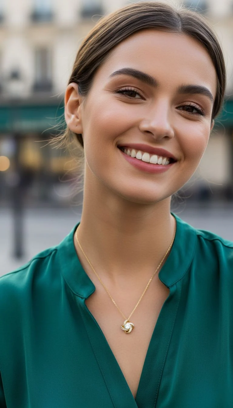 COLLIER EN ACIER DORE FLEUR AVEC PIERRES ET SOLITAIRE - Image 2
