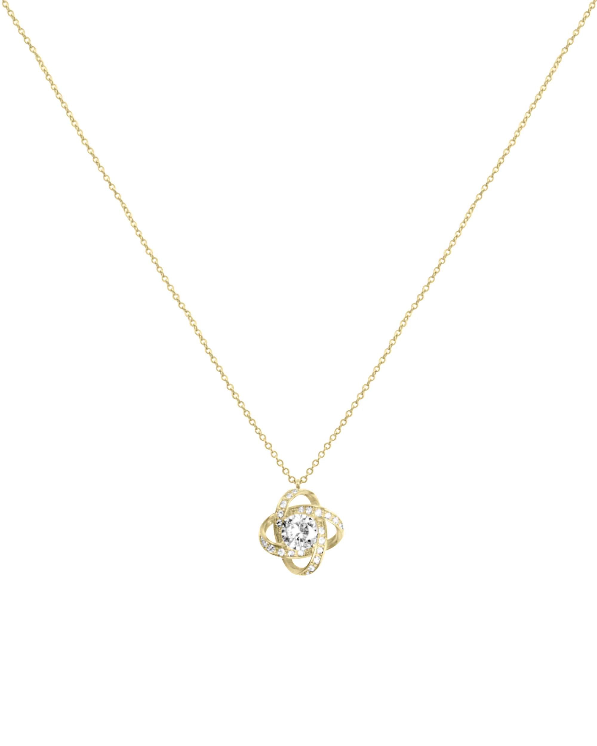 COLLIER EN ACIER DORE FLEUR AVEC PIERRES ET SOLITAIRE - Image 3