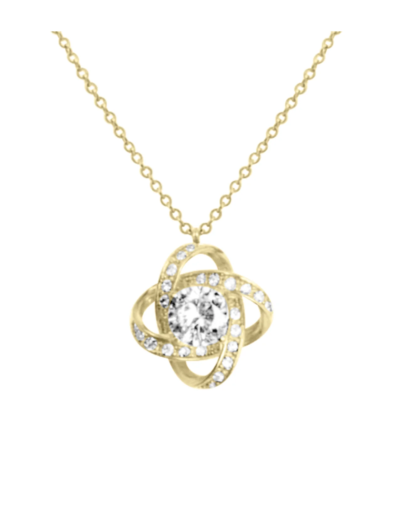 COLLIER EN ACIER DORE FLEUR AVEC PIERRES ET SOLITAIRE - Image 4