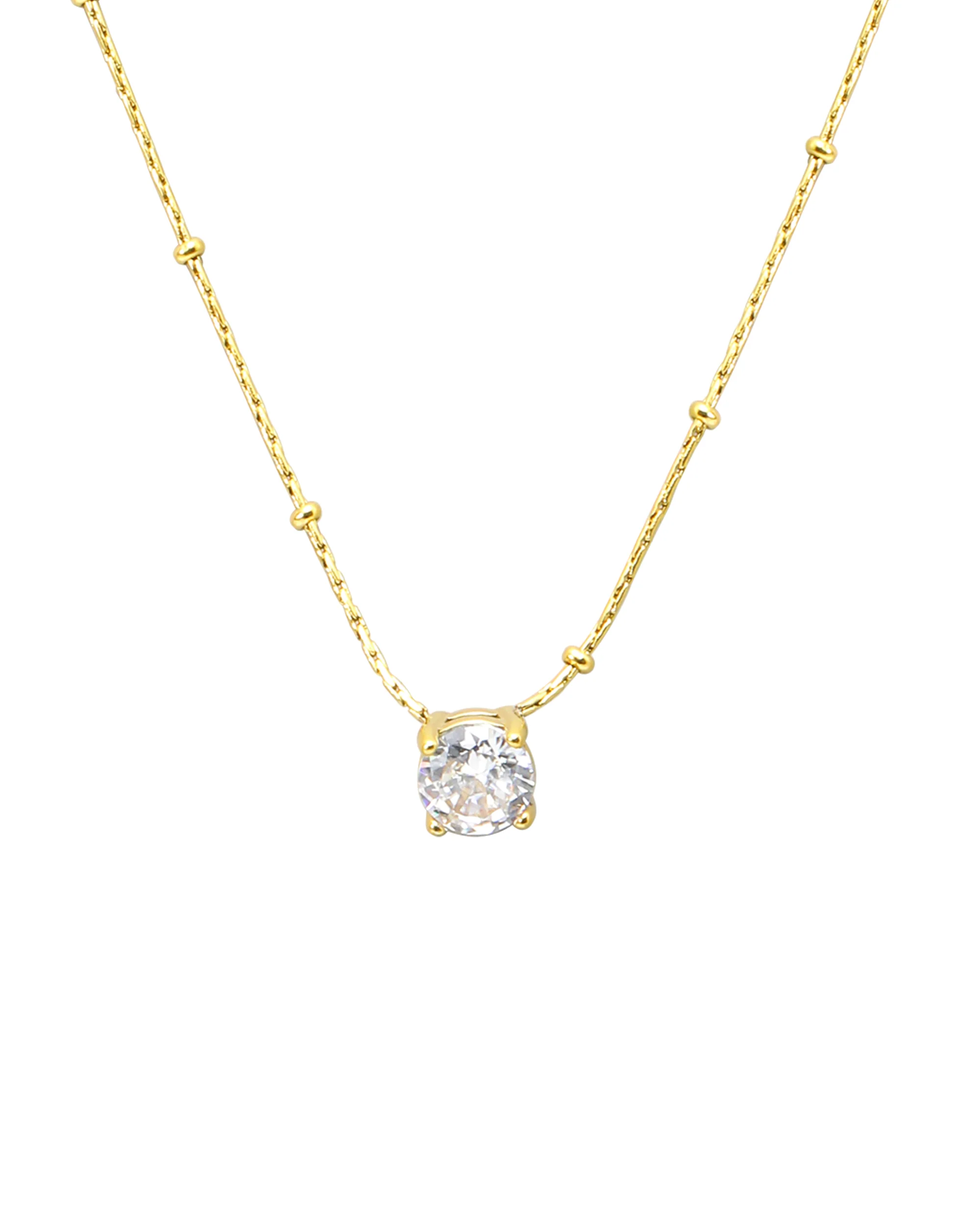 COLLIER EN ACIER DORE MAILLE PALOMA AVEC SOLITAIRE