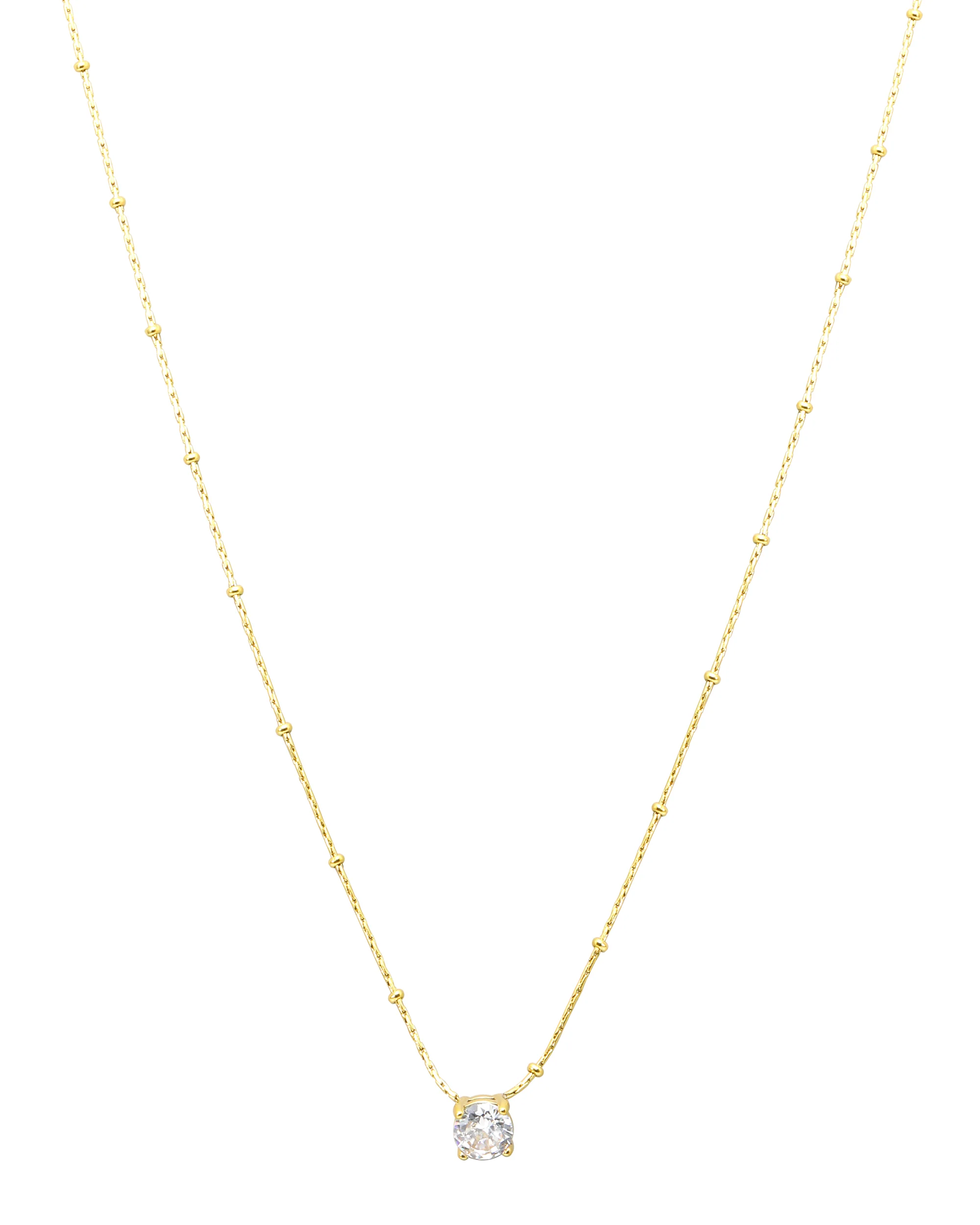 COLLIER EN ACIER DORE MAILLE PALOMA AVEC SOLITAIRE - Image 3