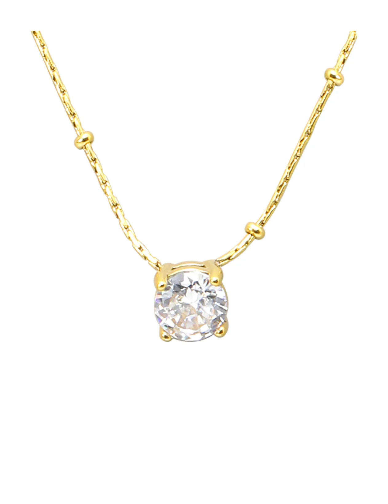 COLLIER EN ACIER DORE MAILLE PALOMA AVEC SOLITAIRE - Image 4
