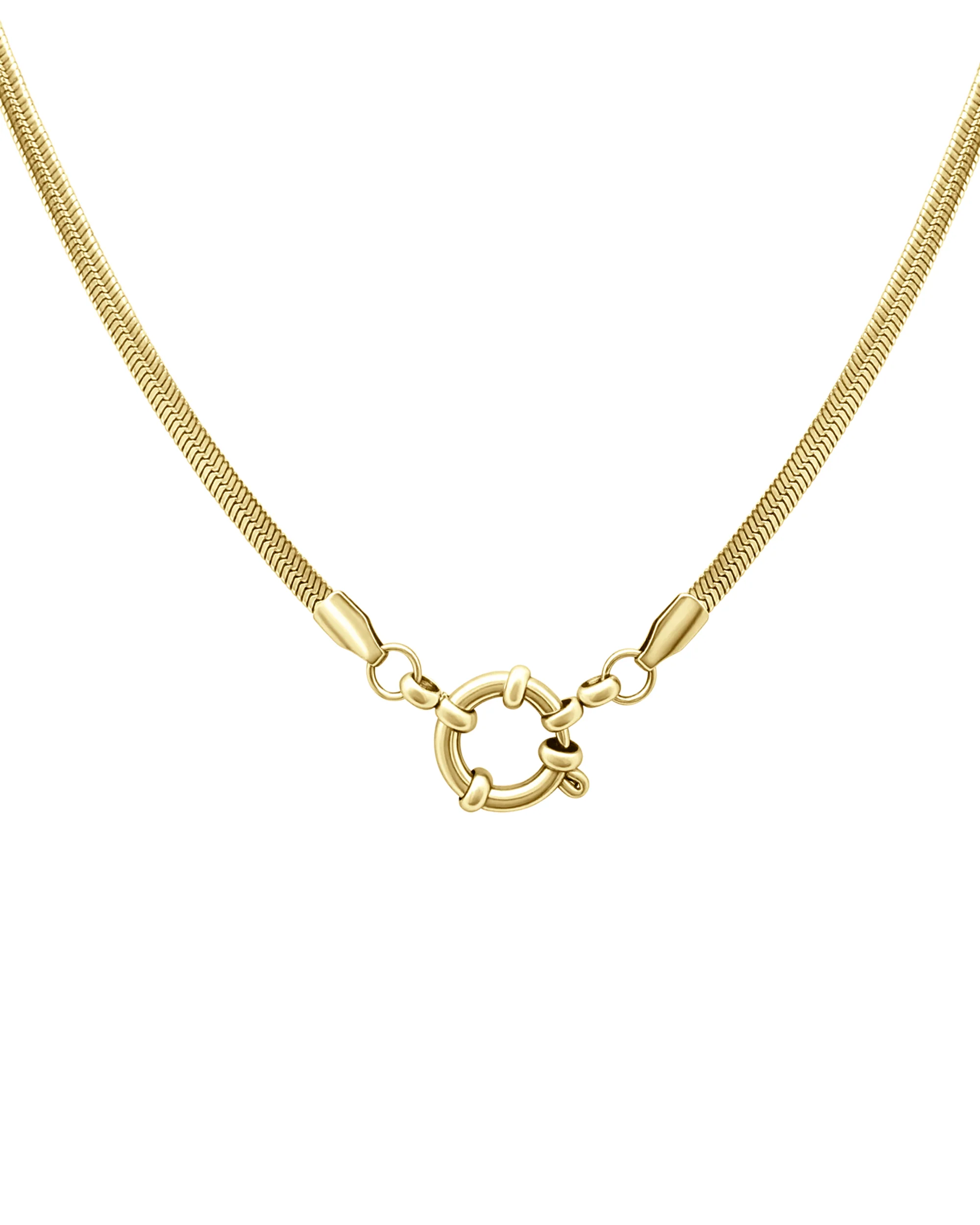 COLLIER EN ACIER DORE MAILLE PLATE AVEC FERMOIR CERCLE