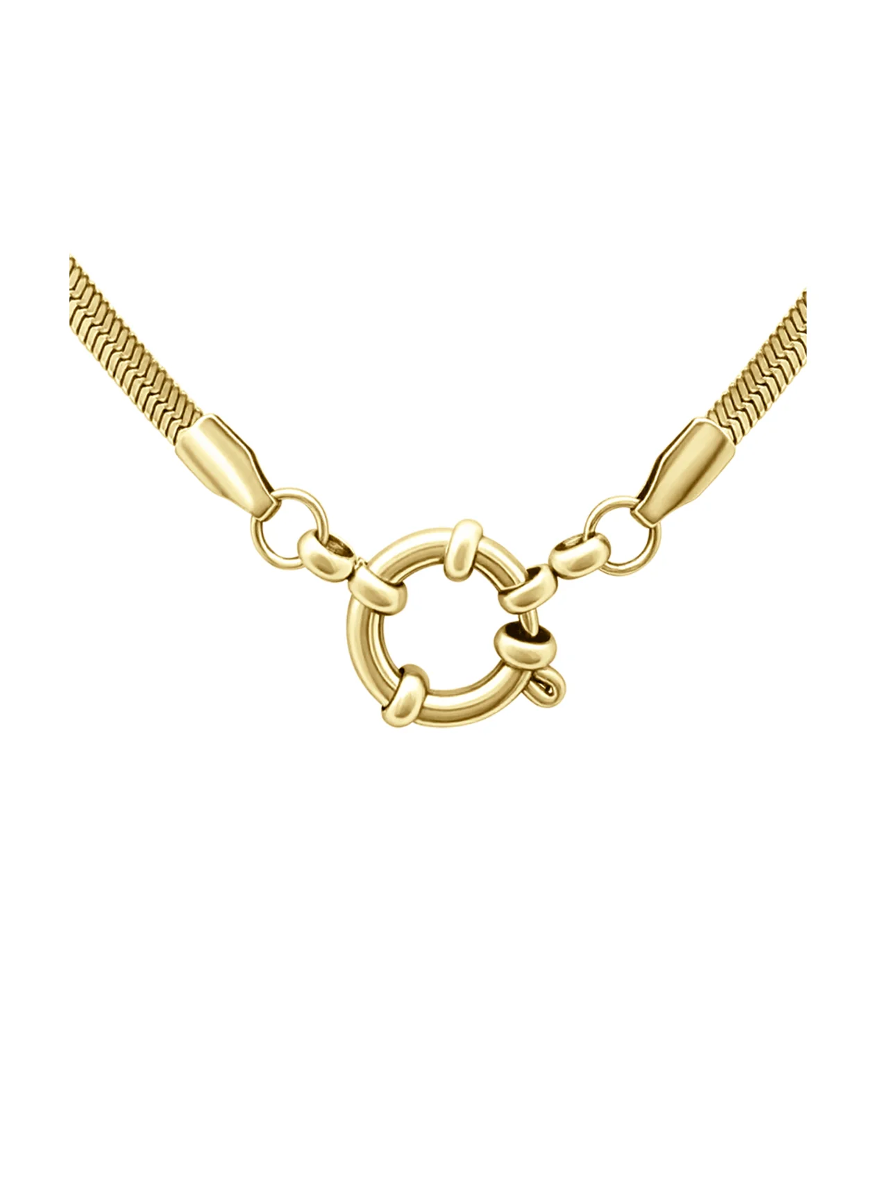 COLLIER EN ACIER DORE MAILLE PLATE AVEC FERMOIR CERCLE - Image 4