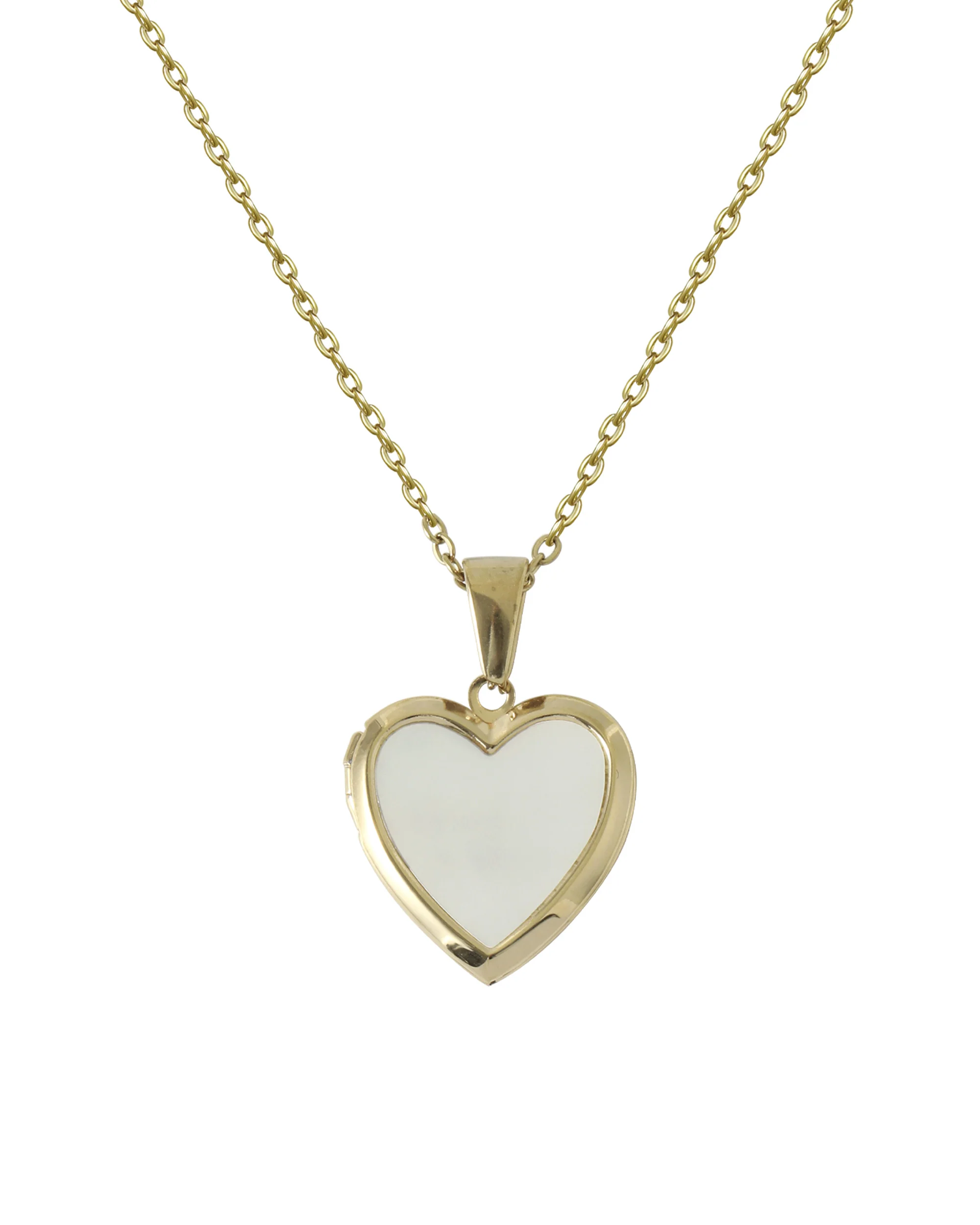 COLLIER EN ACIER DORE AVEC MEDAILLON COEUR PORTE - PHOTO