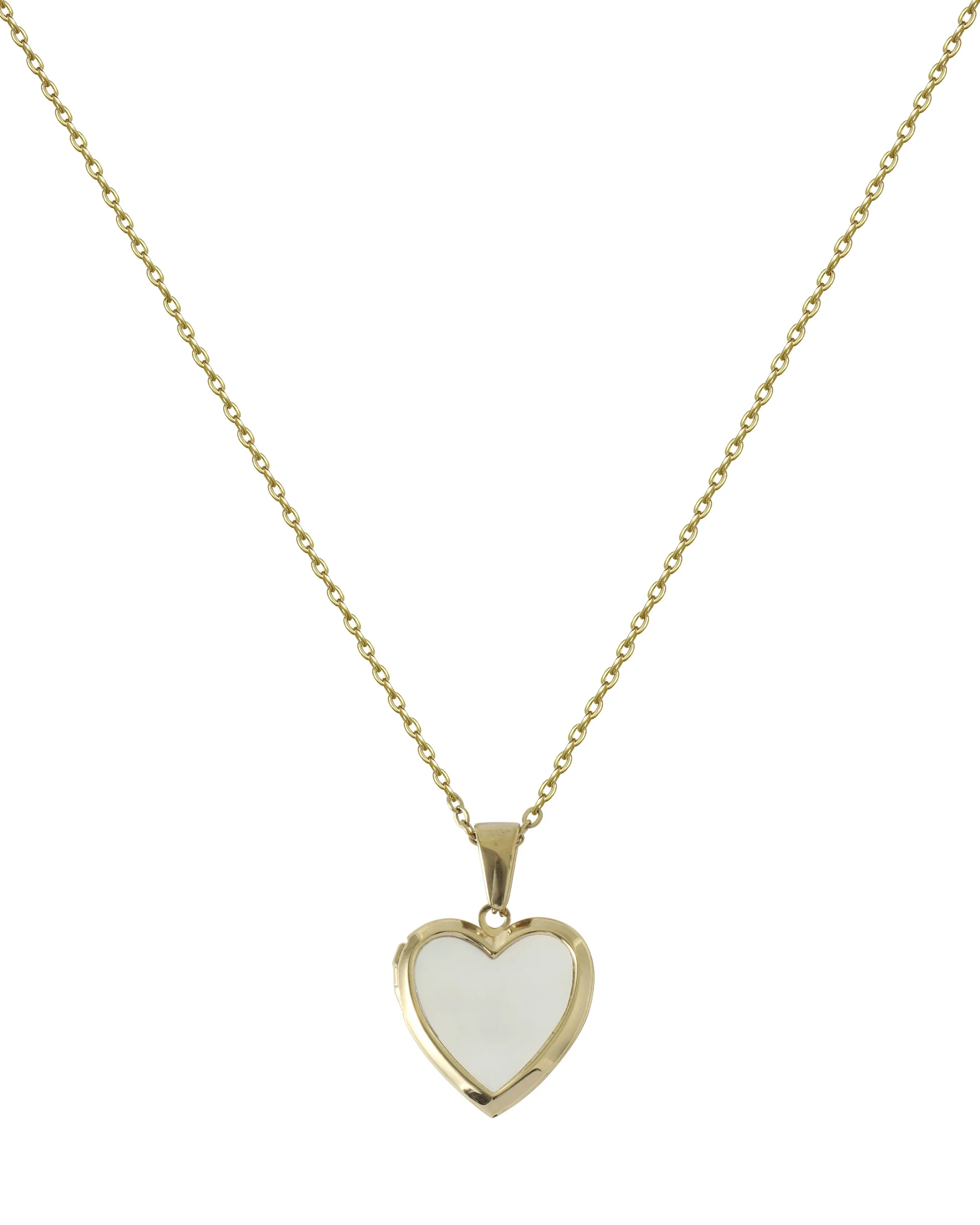 COLLIER EN ACIER DORE AVEC MEDAILLON COEUR PORTE - PHOTO - Image 3