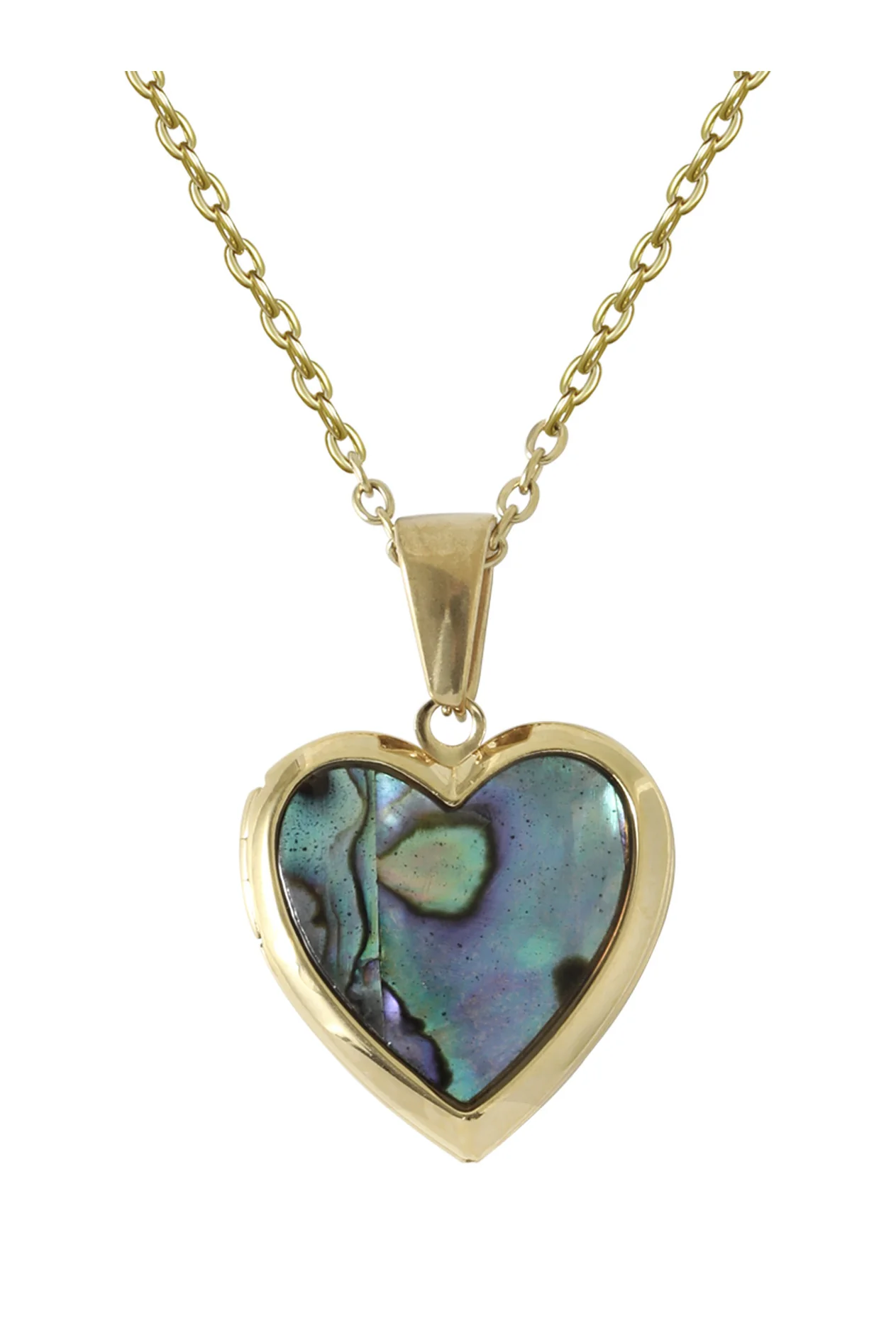 COLLIER EN ACIER DORE AVEC MEDAILLON COEUR PORTE - PHOTO - Image 4