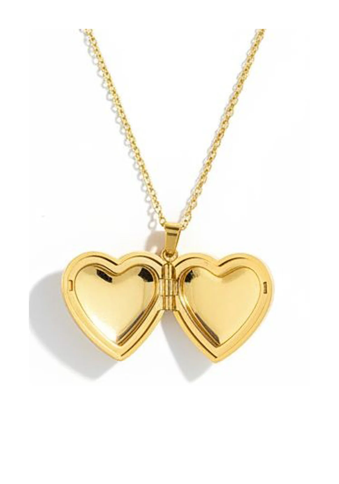 COLLIER EN ACIER DORE AVEC MEDAILLON COEUR PORTE - PHOTO - Image 5