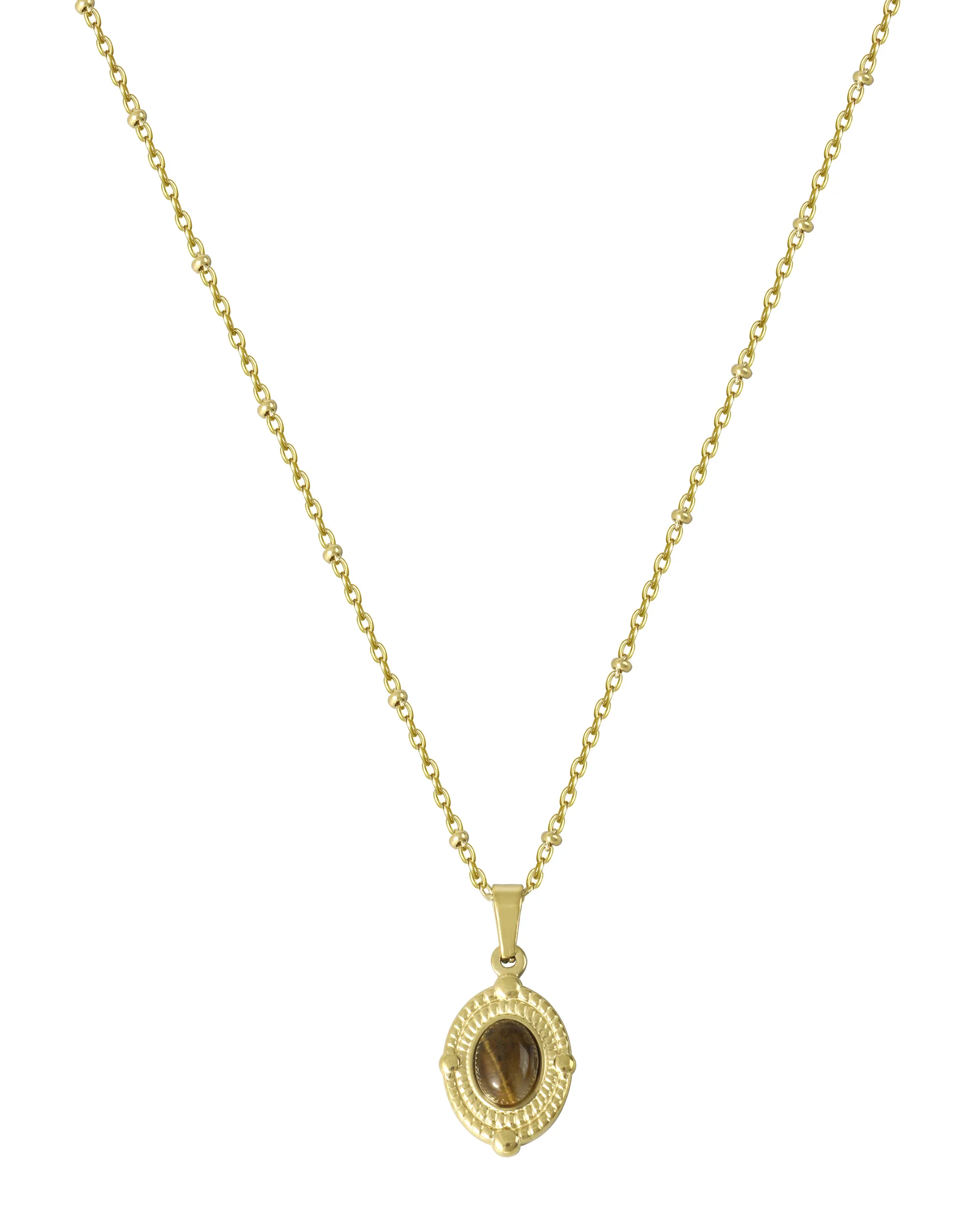 COLLIER EN ACIER DORE OEIL DE TIGRE - Image 3