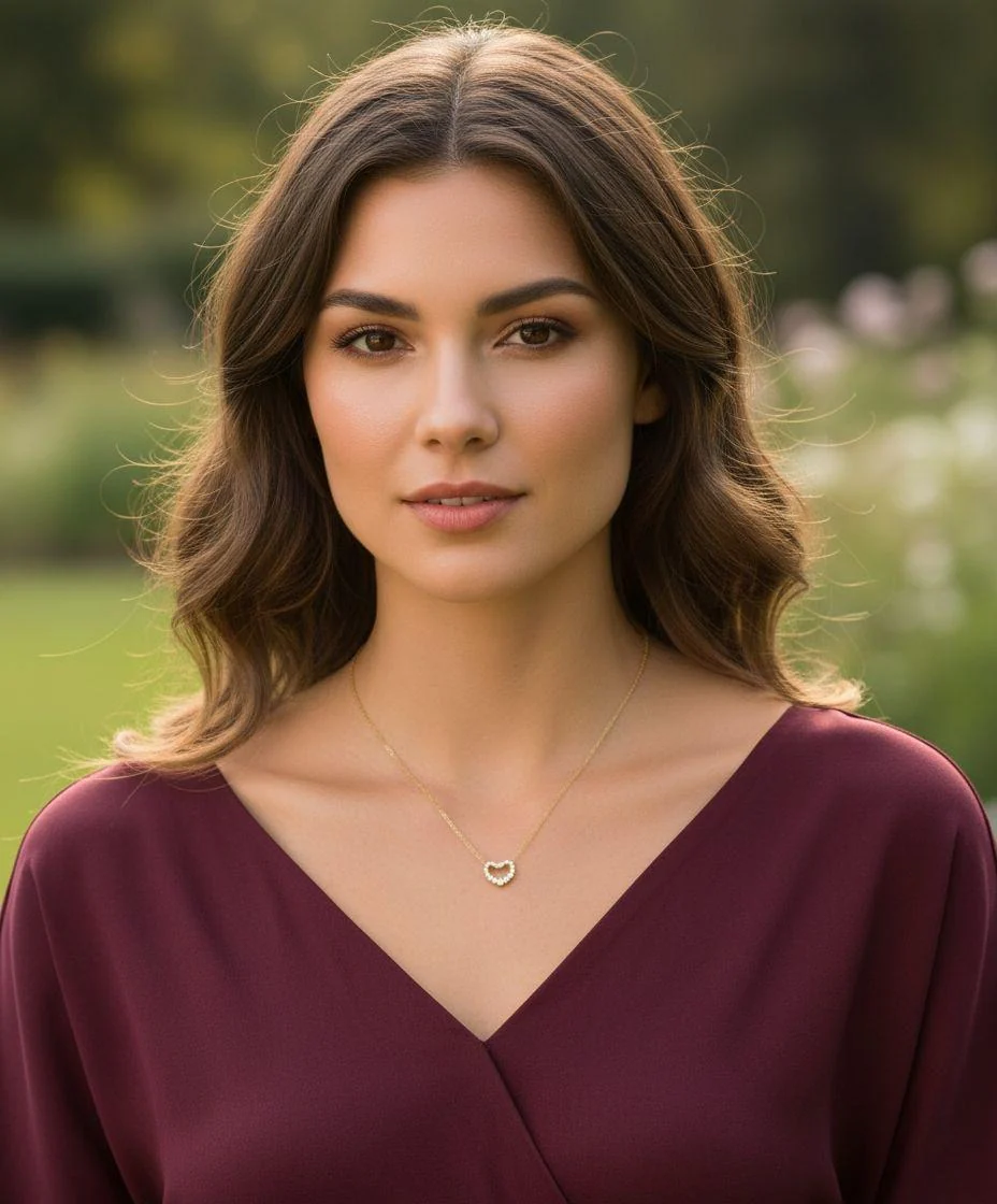 COLLIER EN ACIER DORE MOTIF COEUR AVEC PIERRES - Image 2